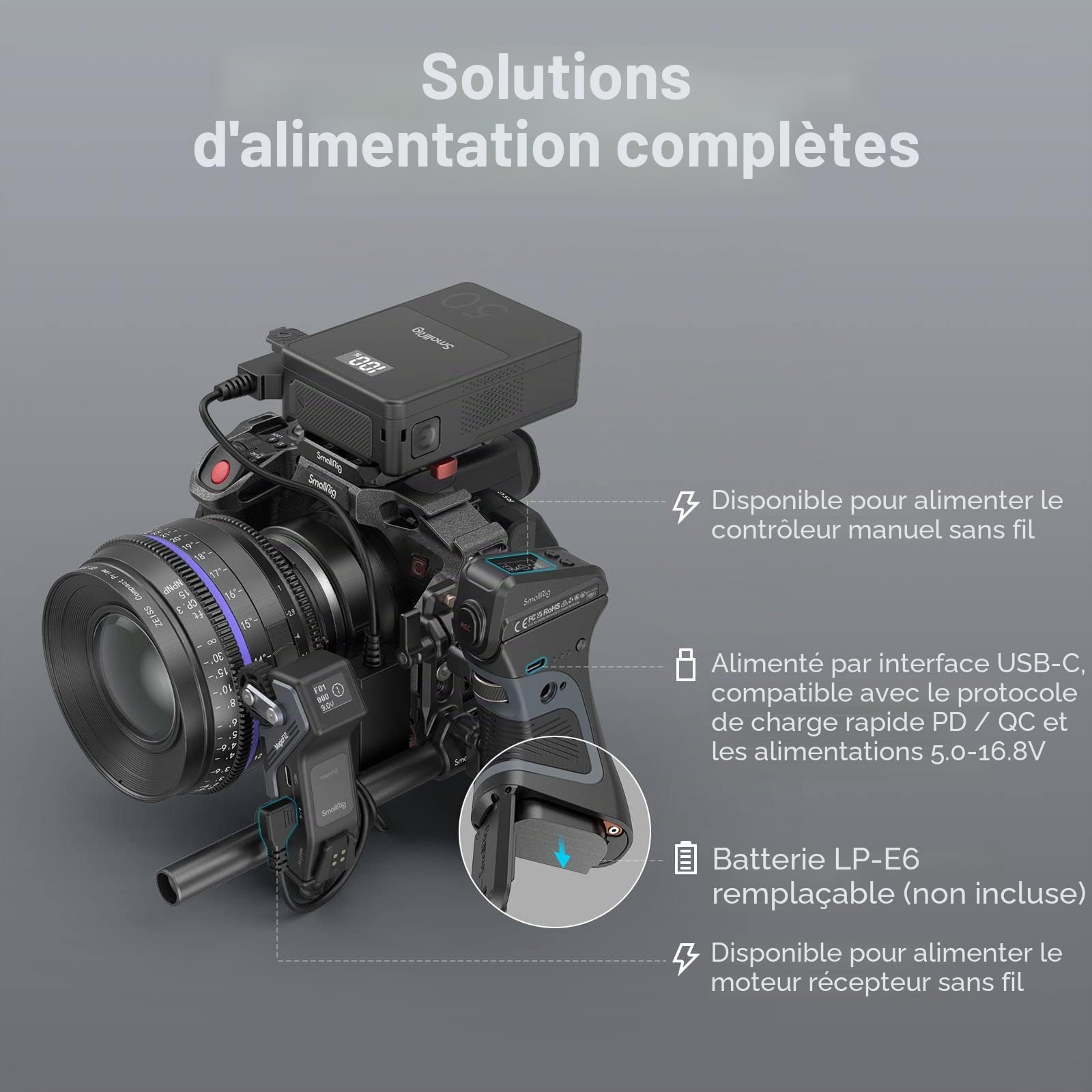 SMALLRIG Follow Focus sans Fil, Contrôle de Mise au Point de l'Objectif MagicFIZ avec Moteur Récepteur, Poignée, Module de Contrôleur Electronique et Accessoires - 3782