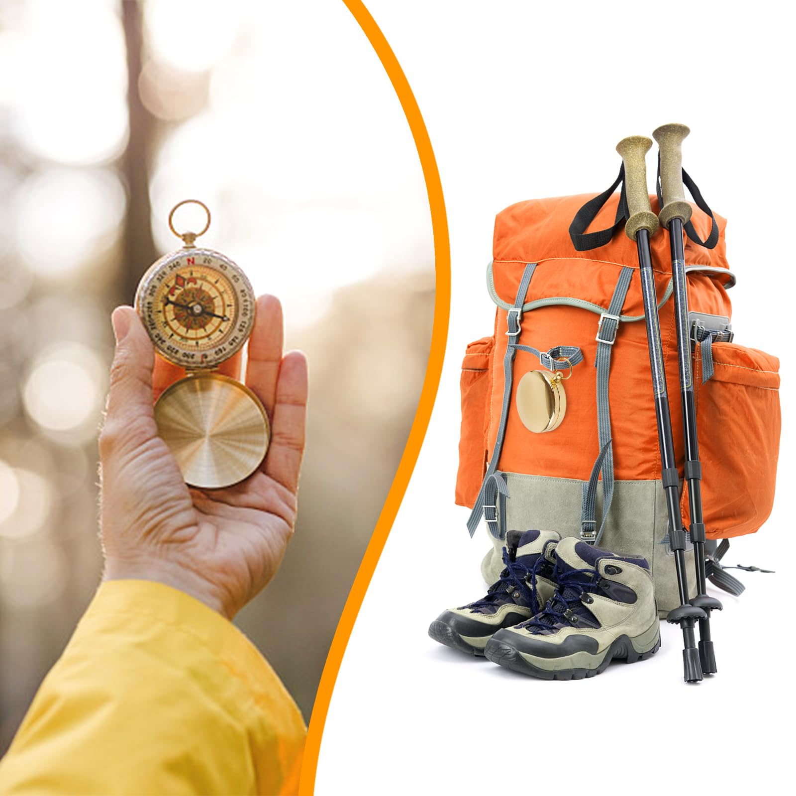 Kompas outdoorowy dla dzieci, kompas nawigacyjny, wędrówki, kompas kieszonkowy z podświetlanymi cyframi, narzędzia nawigacyjne na zewnątrz, wodoszczelny kompas na wędrówki, kemping, również kompas dla