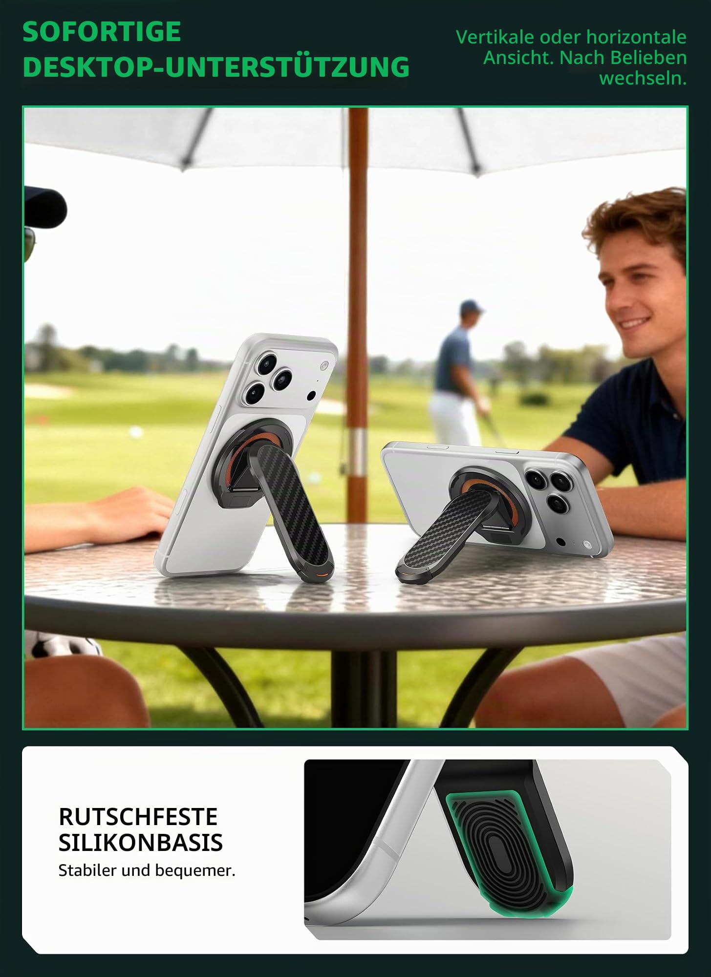 SUPCASE Magnetische Handyhalterung für Golfwagen, Dual-Sided Magnetständer Handyhalter Kompatibel mit MagSafe iPhone 17/16/15/14 & Galaxy S26 Ultra, Golfzubehör Geschenke für Golfer (Schwarz)