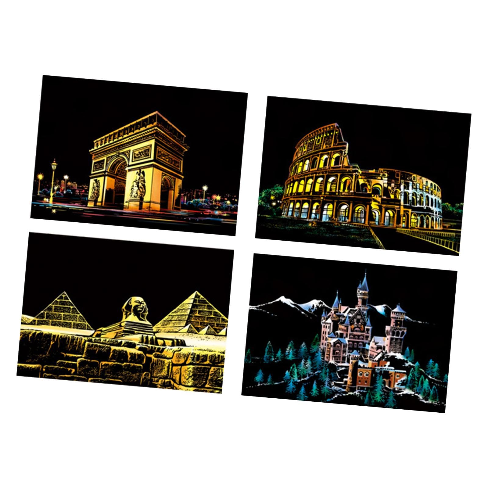 MERISHOPP® 4X Scratch Paper Card Ornament Graffiti Paper Card Drawing Art Craft Style A|Crafts | Kids' Crafts | Other Kids' Crafts|4 Scratch Papers