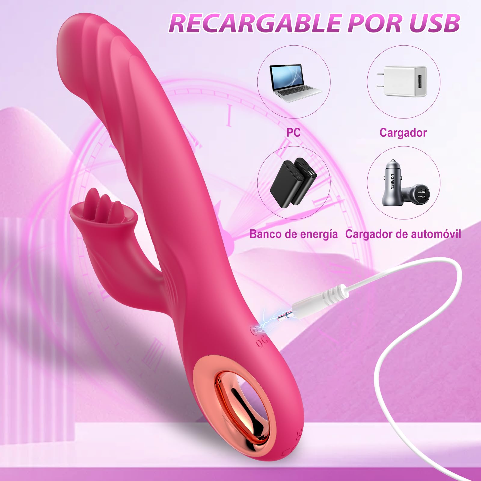 Vibradorador Mujer Juguetes Eróticos Dildo - Vibradorador Clítoris con 10 Vibraciones & Meneo y Lamido Sex Toys Vibrador Mujer Juguetes Sexuales Vibradores Mujer Consoladores.. para Mujer con Vibració