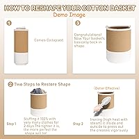 Vista 6 de Canasta de lavandería tejida de 58L, canasta alta de lavandería de algodón para mantas, ropa, almohadas, juguetes, zapatos, gran cesta de lavandería