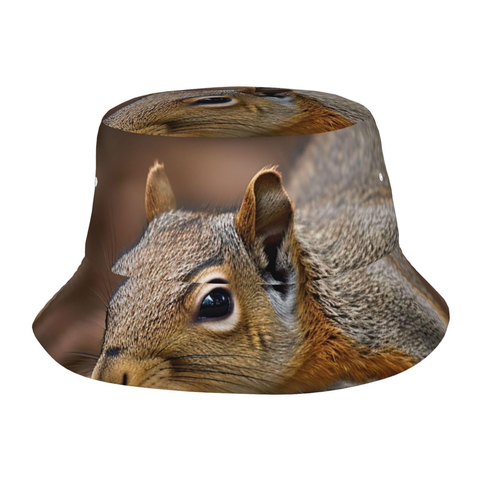 Unisex Cute Bucket Hat Summer Travel Fisherman Cap Squirrel Just Laying Beach Travel Sun Hat Outdoor Cap Black