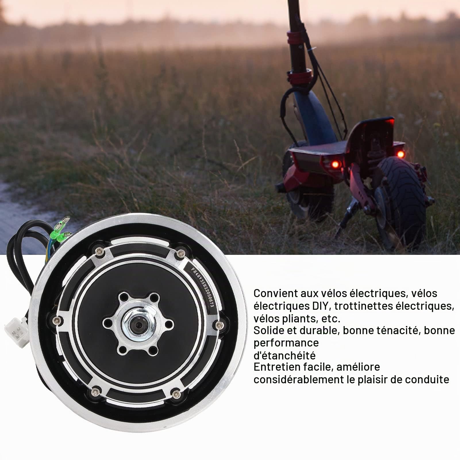 RiToEasysports Moyeu De Roue De Scooter Électrique De 10 Pouces, 48V 1000W Moteur De Moyeu De Frein À Disque sans Brosse Accessoire De Vélo Électrique Scooters Électriques Scooters