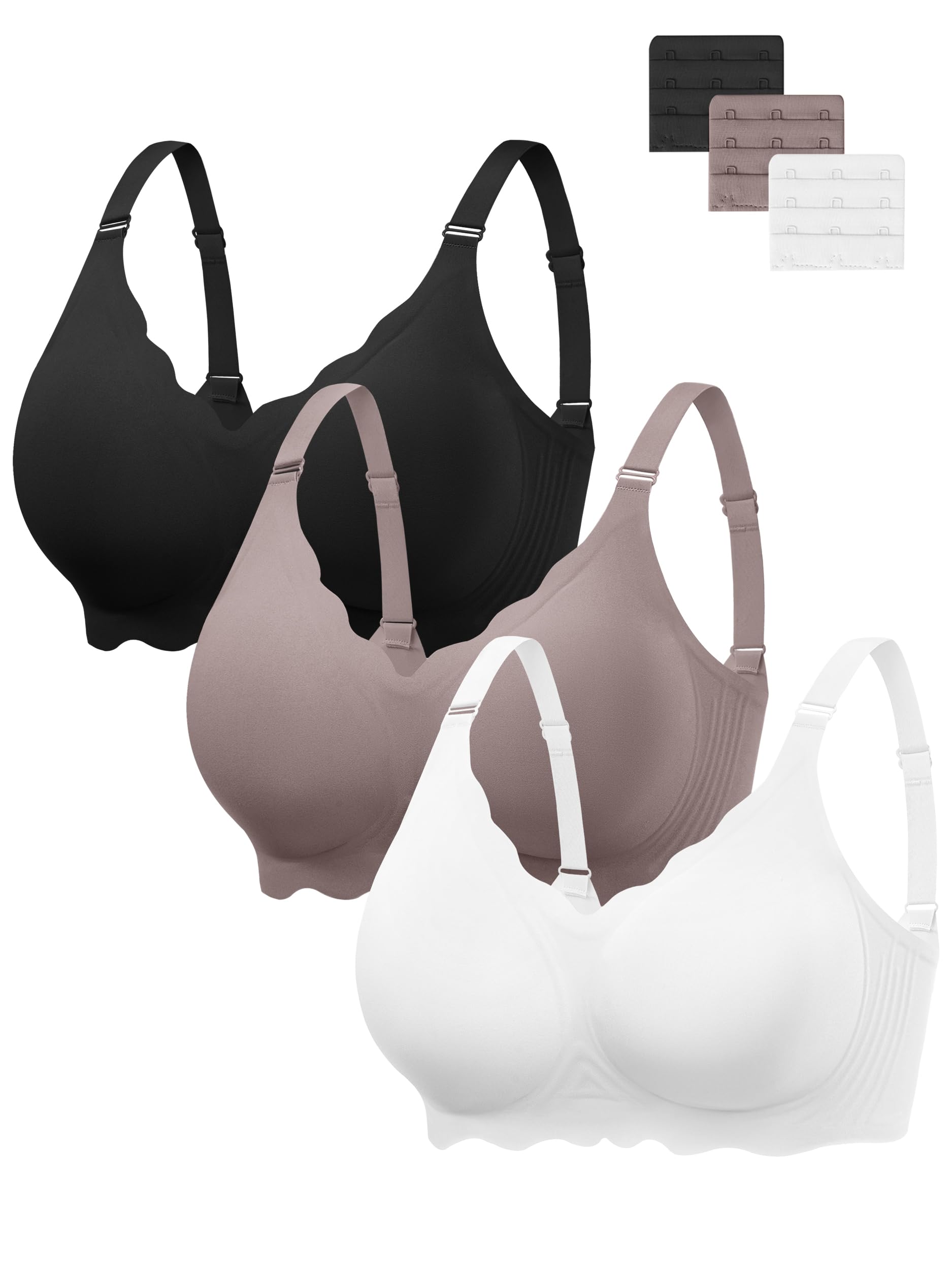 HBselect Nahtlose BHS Damen ohne Bügel Glatt Komfort Vollschalen Gepolstert Bustier weicher BHS Bequemer T-Shirt Soft Bra