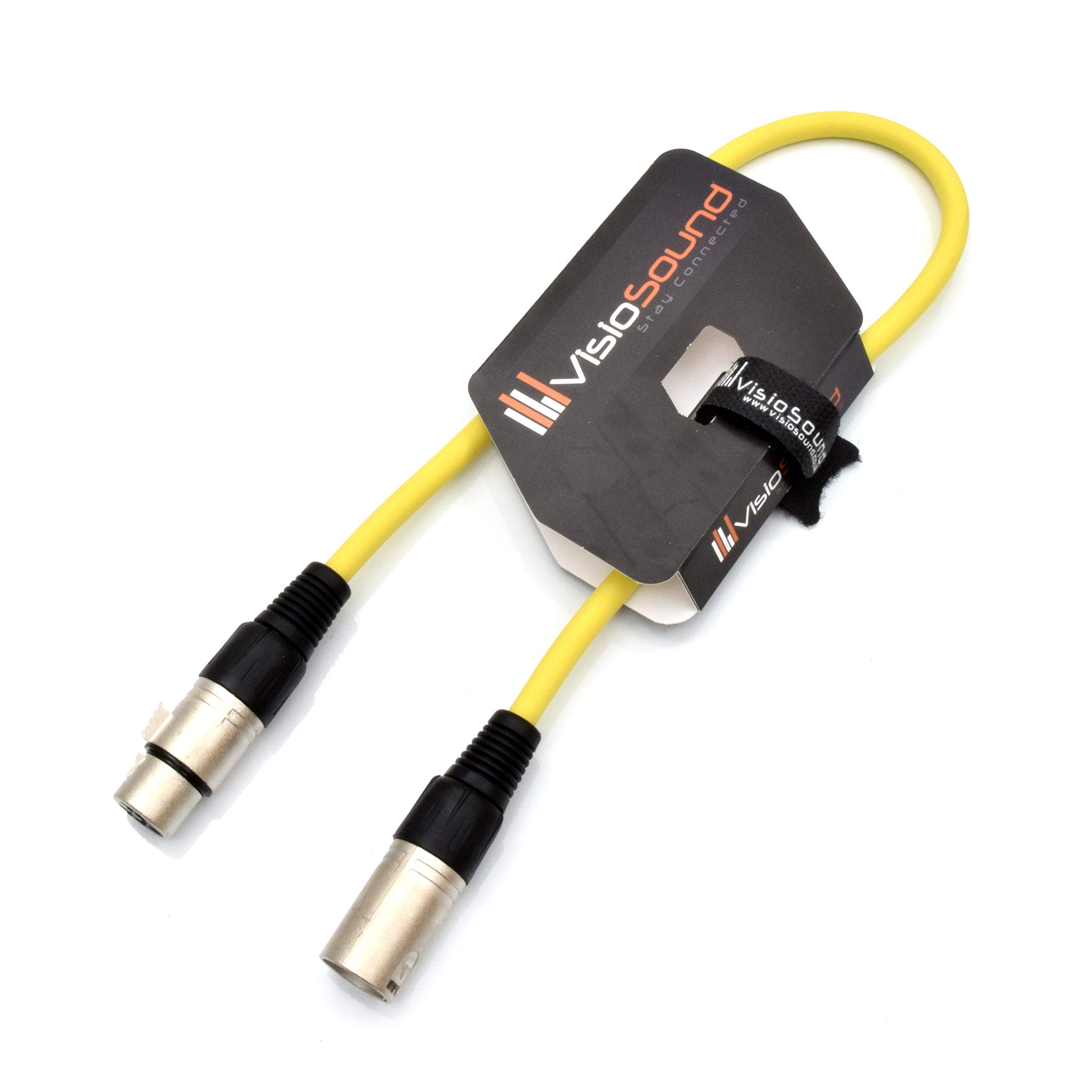 VisioSound Male to Female XLR Mic Lead/Balanced Microphone/Mic Patch Cable / 7 Colours (0.5m, Yellow)
