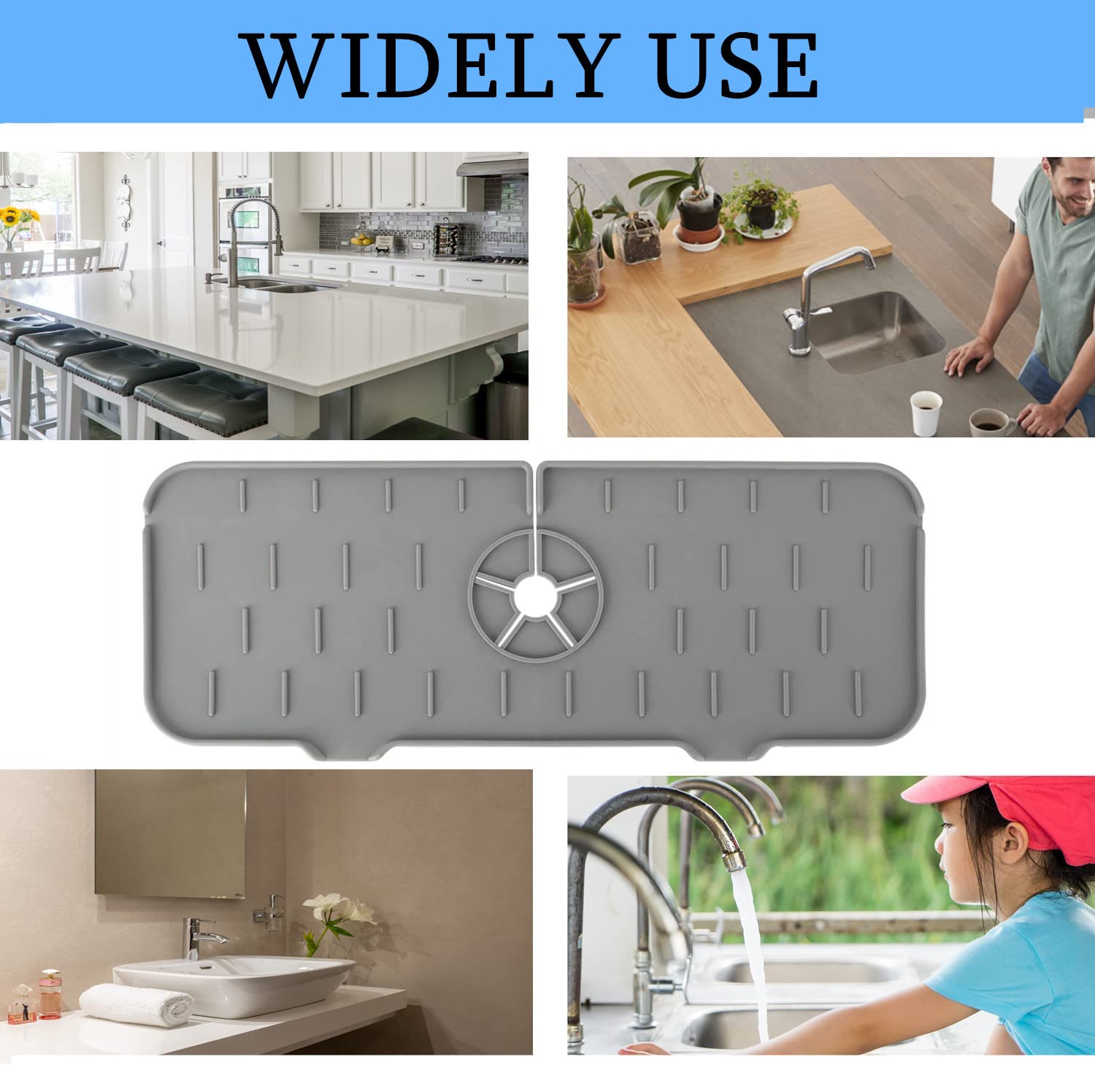 Paraspruzzi Per Lavello In Silicone Grigio - Tappetino Drenante 75cm Per Cucina E Bagno, Anti Schizzi E Organizzatore - Foto 11