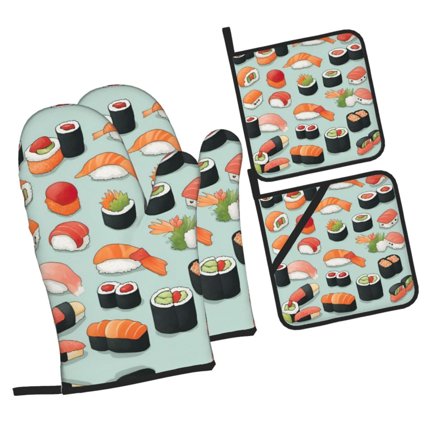 Köstliche Ofenhandschuhe mit Sushi-Aufdruck, hitzebeständige Handschuhe, Küche, Kochen, Backen, Grillen, Grillen Küche, Haushalt & Wohnen