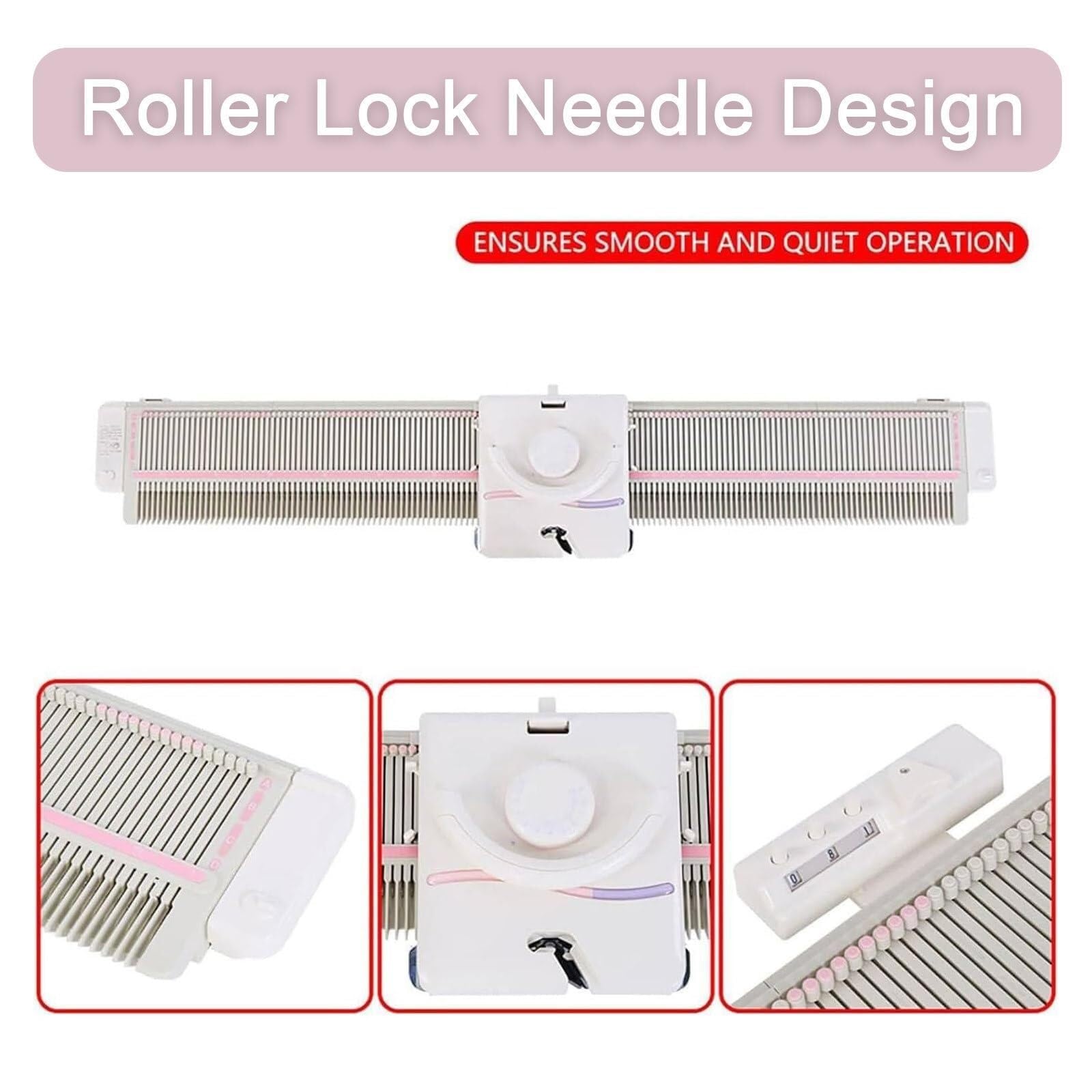 DJCDDM Knitting Machine Needle Pusher, Sweater Machine, Knitting Instrument Knitting, Knitting Kits, 0.65cm/0.26in Mid Gauge,Easy to Carry, Knitting Kits, with Accessories Tool Set