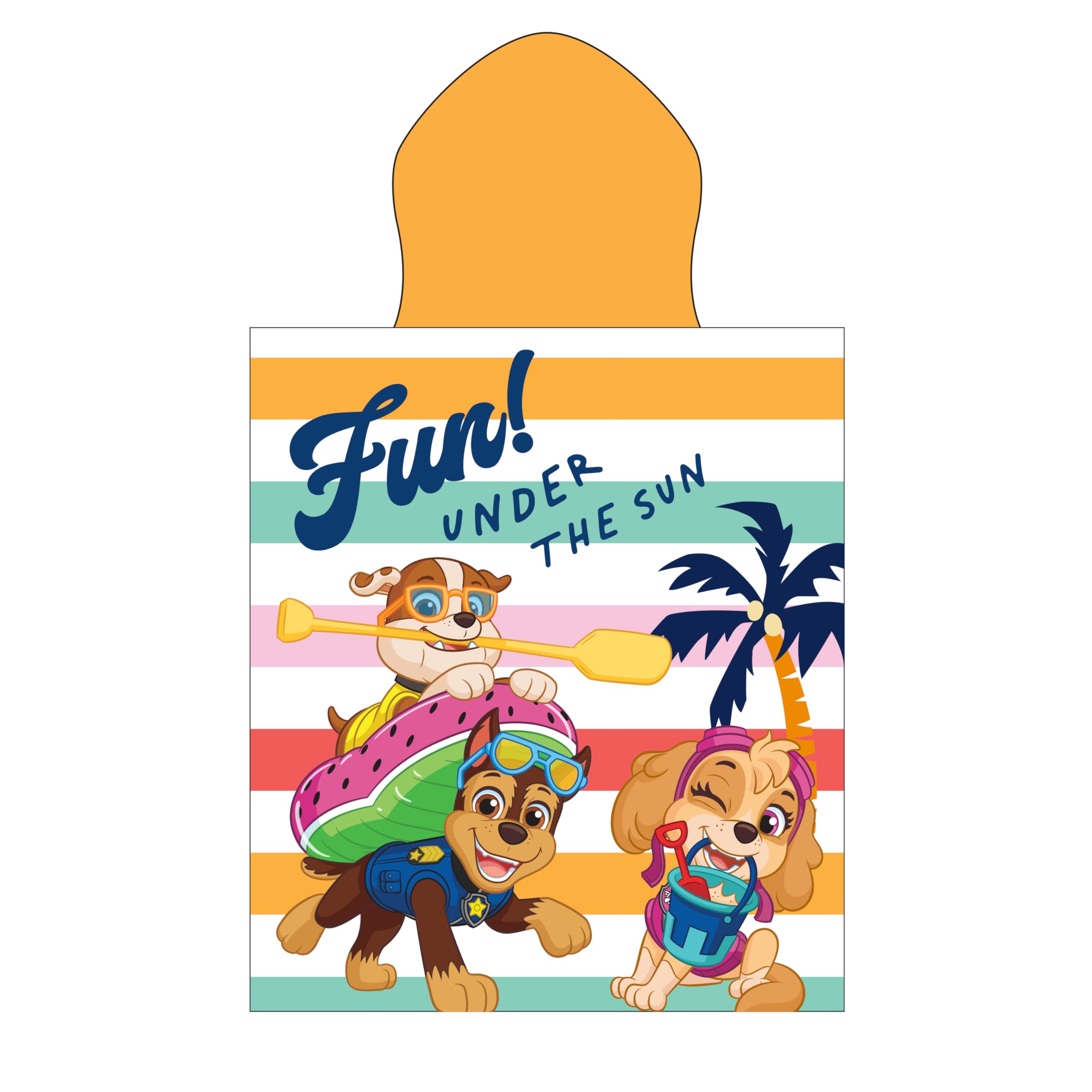 Character World Poncho Officiel Paw Patrol à Capuche | Super Doux au Toucher, Motif ensoleillé avec Chase, Rubble et Skye | Peignoir de Bain Parfait pour la Maison, Le Bain et la Plage, 55 x 50 cm
