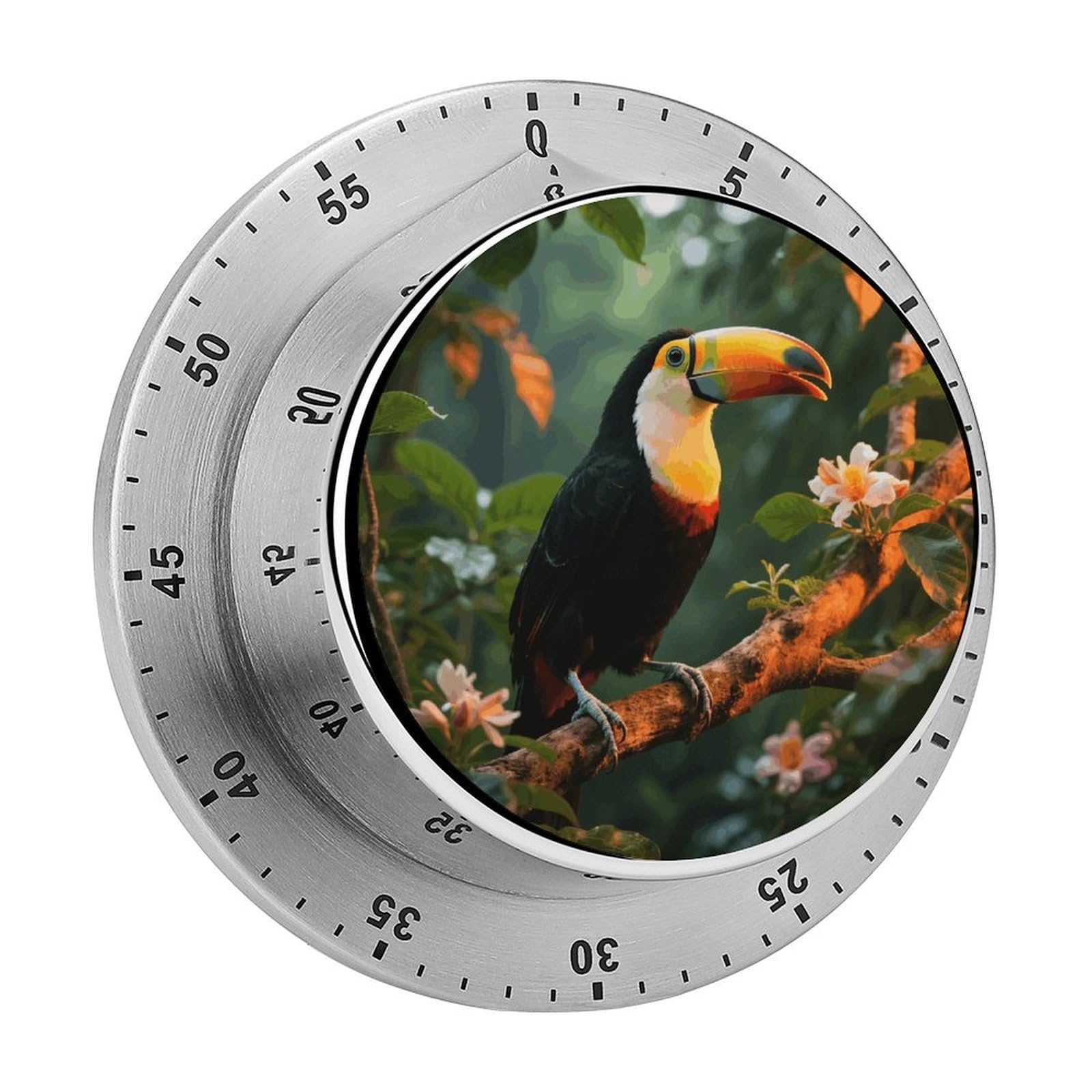 Toucan on The Tree Timer Digital Stainless Steel Kitchen Timers with Loud Alarm Visual Timers Magnetic Countdown Countup Timer for Homework Chores Office Time Management