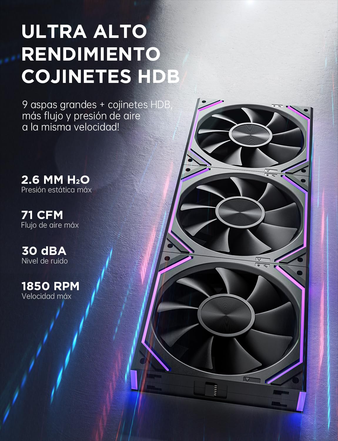 Asiahorse Dawn - Ventilador de caja de 120 mm, ARGB PWM 1850RPM/71CFM Airflow, diseño de paletas hacia adelante y hacia atrás, bajo ruido, rodamientos HDB de precisión de alto rendimiento, ventilador
