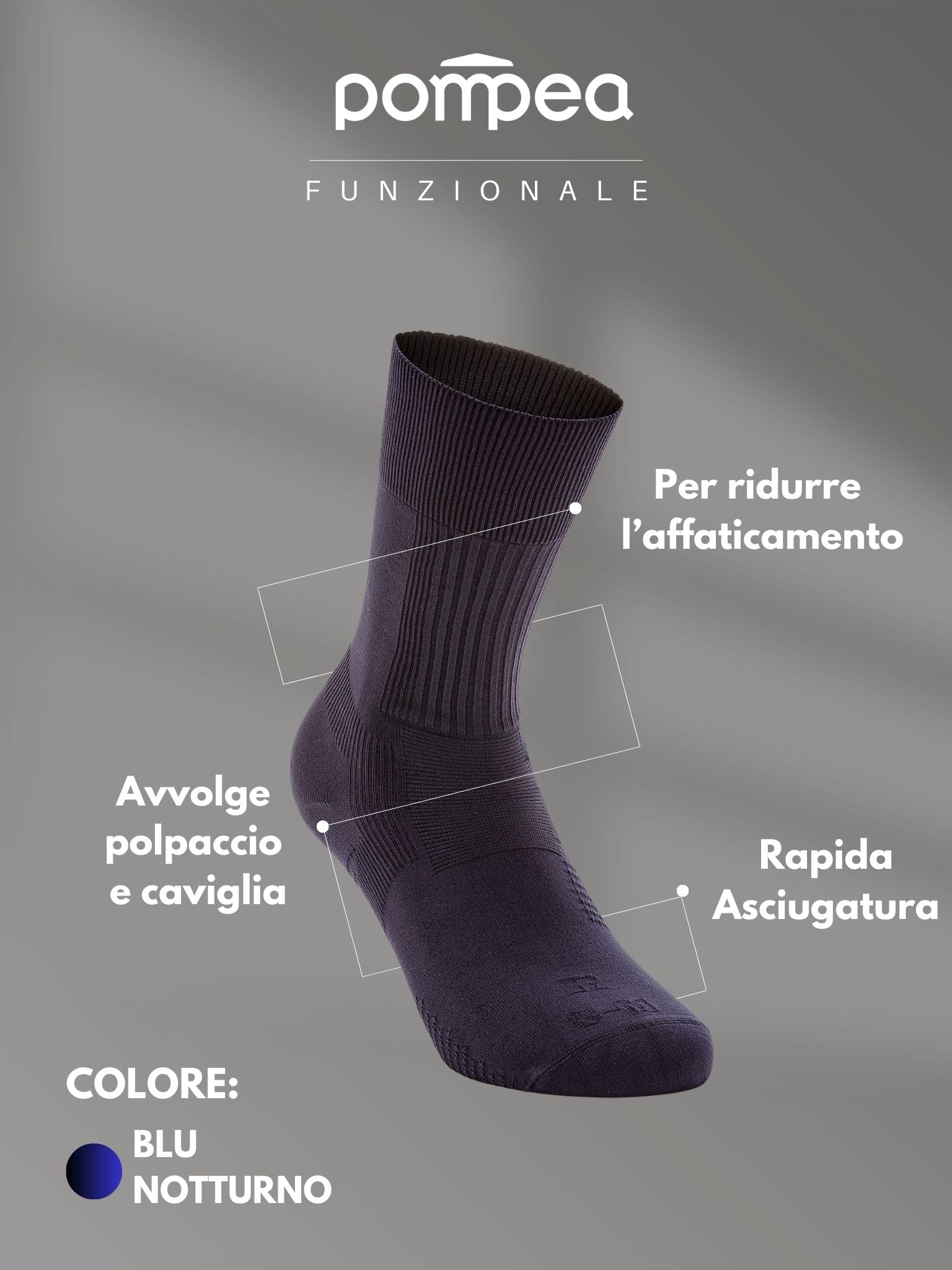 POMPEA 6 Paia Calze Uomo Corte Funzionali, Calzini Uomo con Cuscinetti Immagliati ed Effetto Grip, Resistenti e Comodi