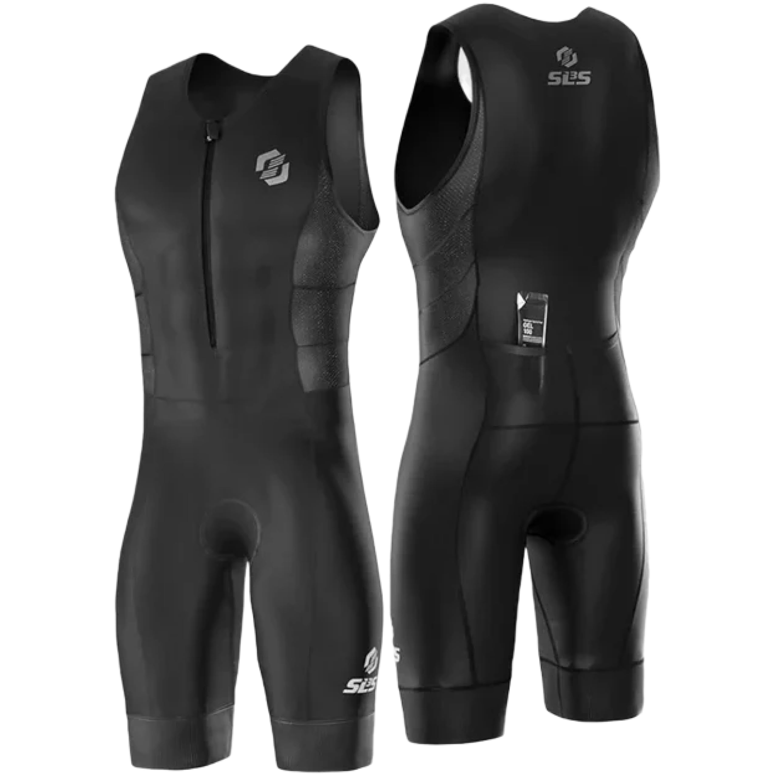Sls3 Men's Midnight Black Triathlon Suits - Durable Sleeveless Tri Suit Triathlon Suit - Lightweight Trisuit With 2 Pockets For Storage (, Medium)