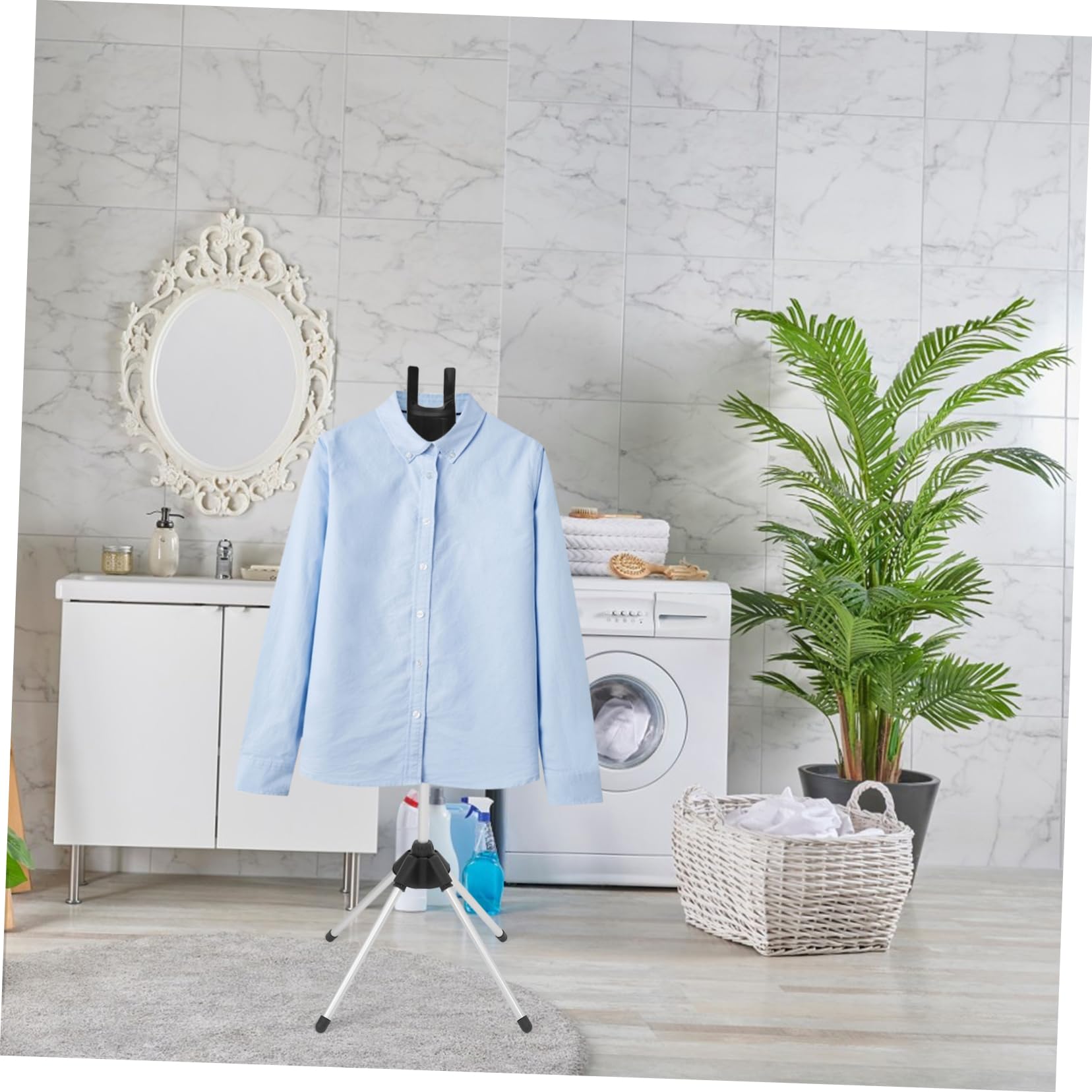 Cabilock Perchero de Vapor Plegable para Ropa Tabla de Planchar Integrada, Soporte Estable de Aleación de Aluminio y Base de Cuatro Patas, Adecuado para Planchado Vertical