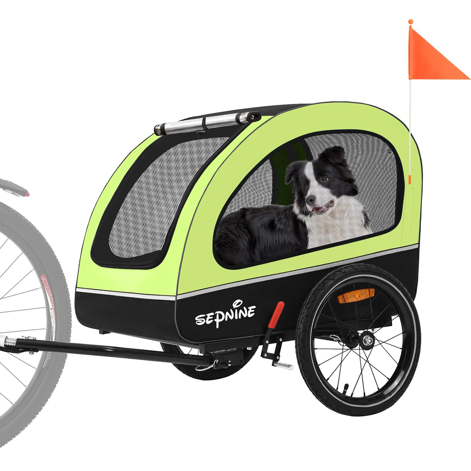 Sepnine Rimorchio per Bici per Cani, Passeggino per Cani,Carrello Bici x Cani di Piccola e Media Taglia sotto i 40 kg