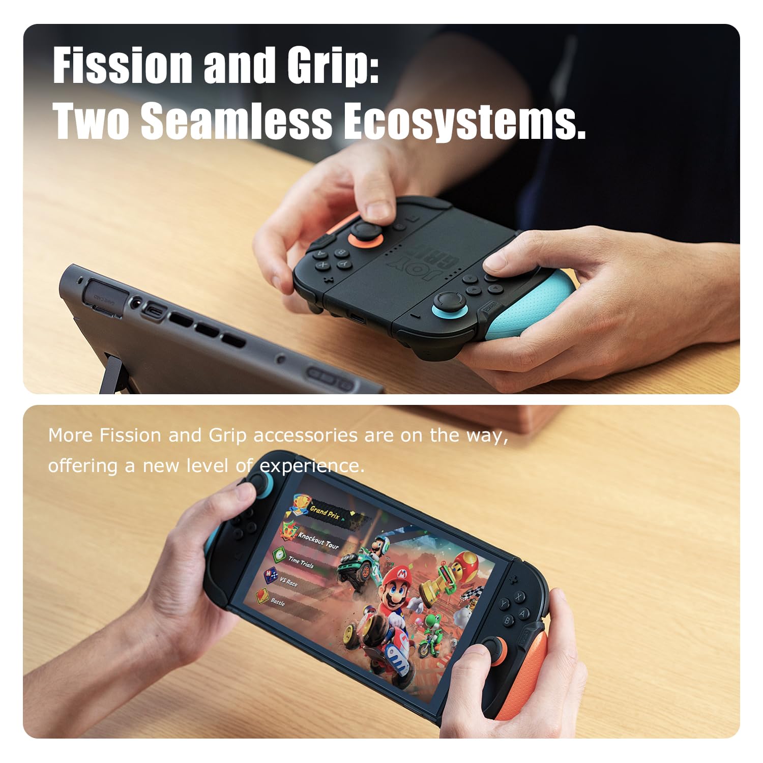 Savage Raven by Skull & Co. FissionGrip: Dockable Split Protective Case for Nintendo Switch 2 (2025), Slim PC Shell with Detachable Grip Cover- Neon Blue & Red