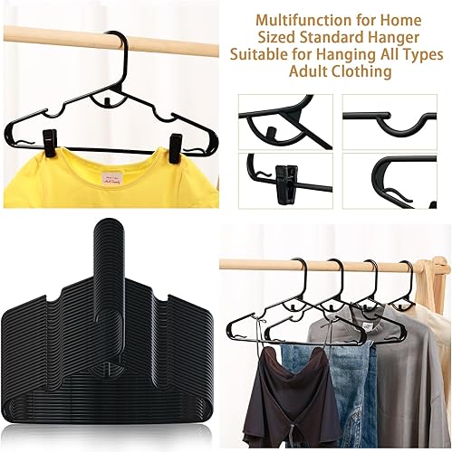 Miniatura 6 de 70 perchas de plástico con clips, perchas apilables antideslizantes, perchas para ropa, pantalones, perchas para adultos que ahorran espacio,