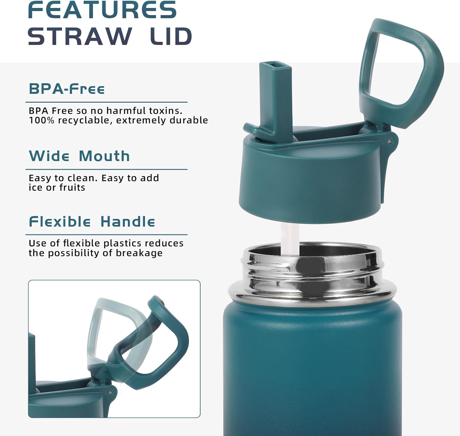 Volhoply 14oz KIds Water Bottle with Straw Lid and Silicone Boot Bulk 6 Pack,Stainless Steel Insulated Cups for Boys & Girls Multipack,Double Wall Vacuum Leakproof Bottles(Assorted,6) - Image 4