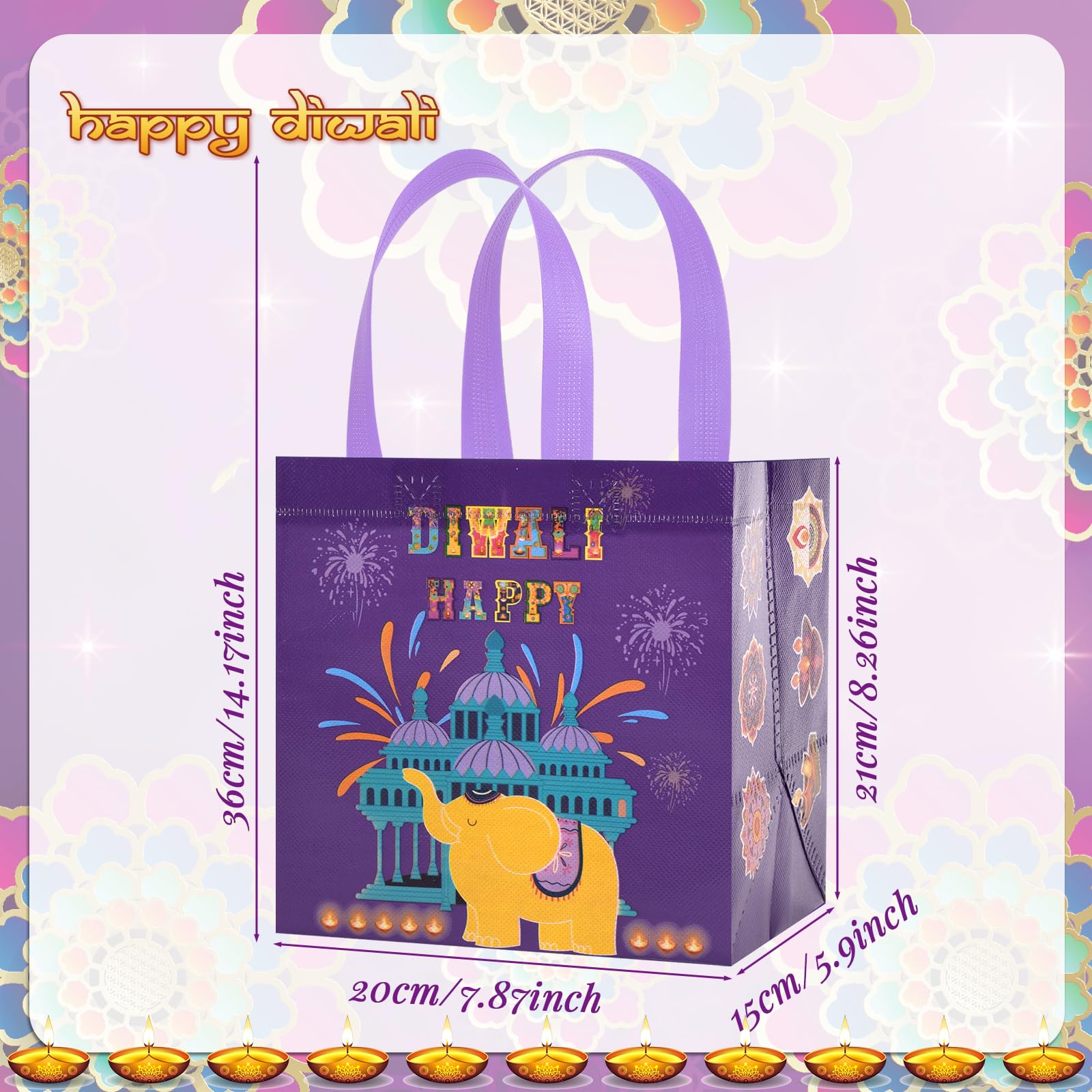 100pcs Diwali Cellophane Bags With Twist Ties - Festival Of Lights Party Favors