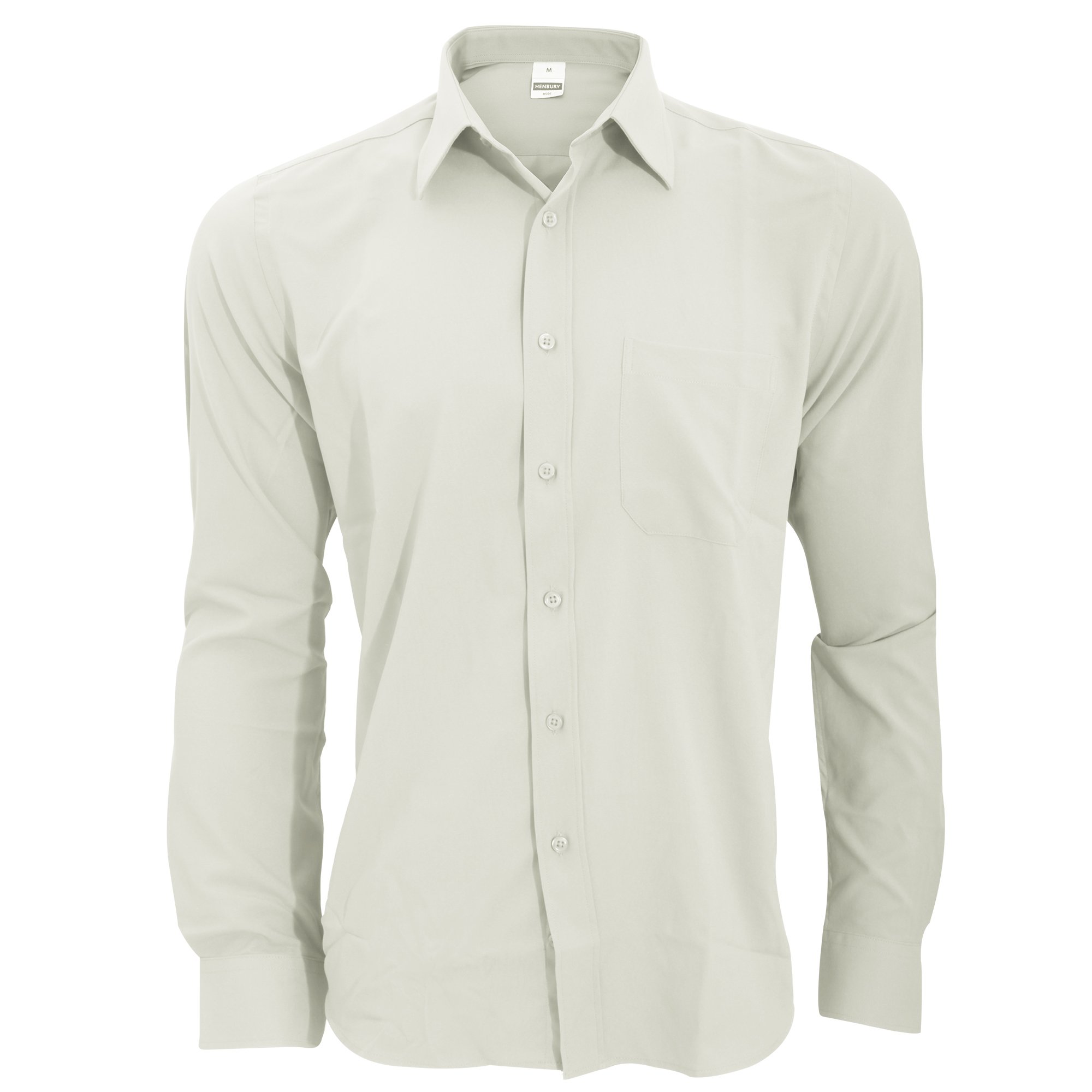 Henbury - Camisa Transpirable para Trabajar de Manga Larga accion Anti-Bacterial Hombre/Caballero - Trabajo/Fiesta/Verano (Mediana (M)) (Blanco)
