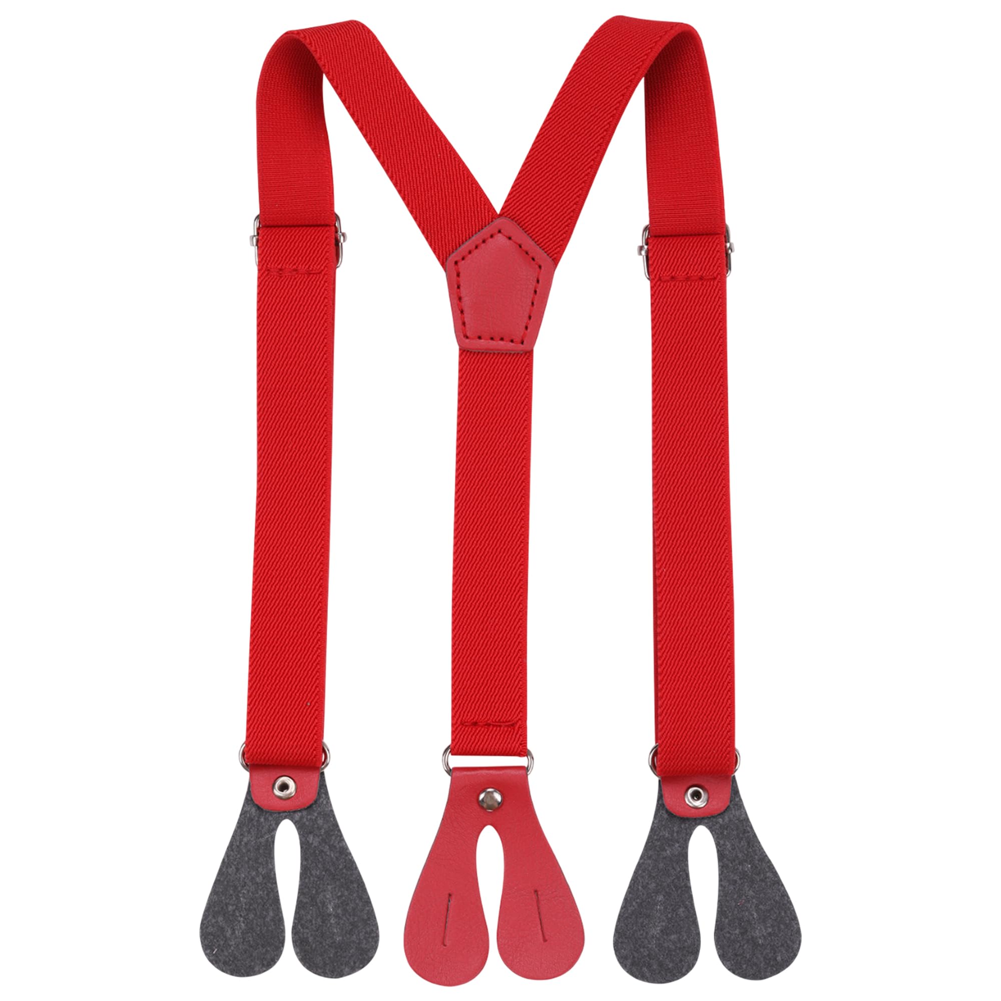 WedDecor 20mm Kids Red Suspenders For Boys, Y Shape Button Hole Braces for Trouser, Jeans, Shorts, Denims, Adjustable Stretchable Elastic