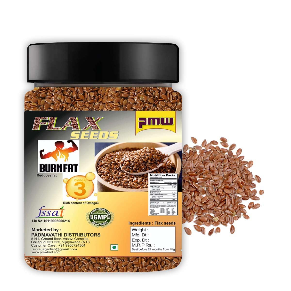 Pmw - Non Roasted - Flax Seeds - Jar Pack - Alsi - Alasi - Linseed - Avisa Ginjalu - 250 Grams (B07P7T8MQS) Amazon Price History, Amazon Price Tracker