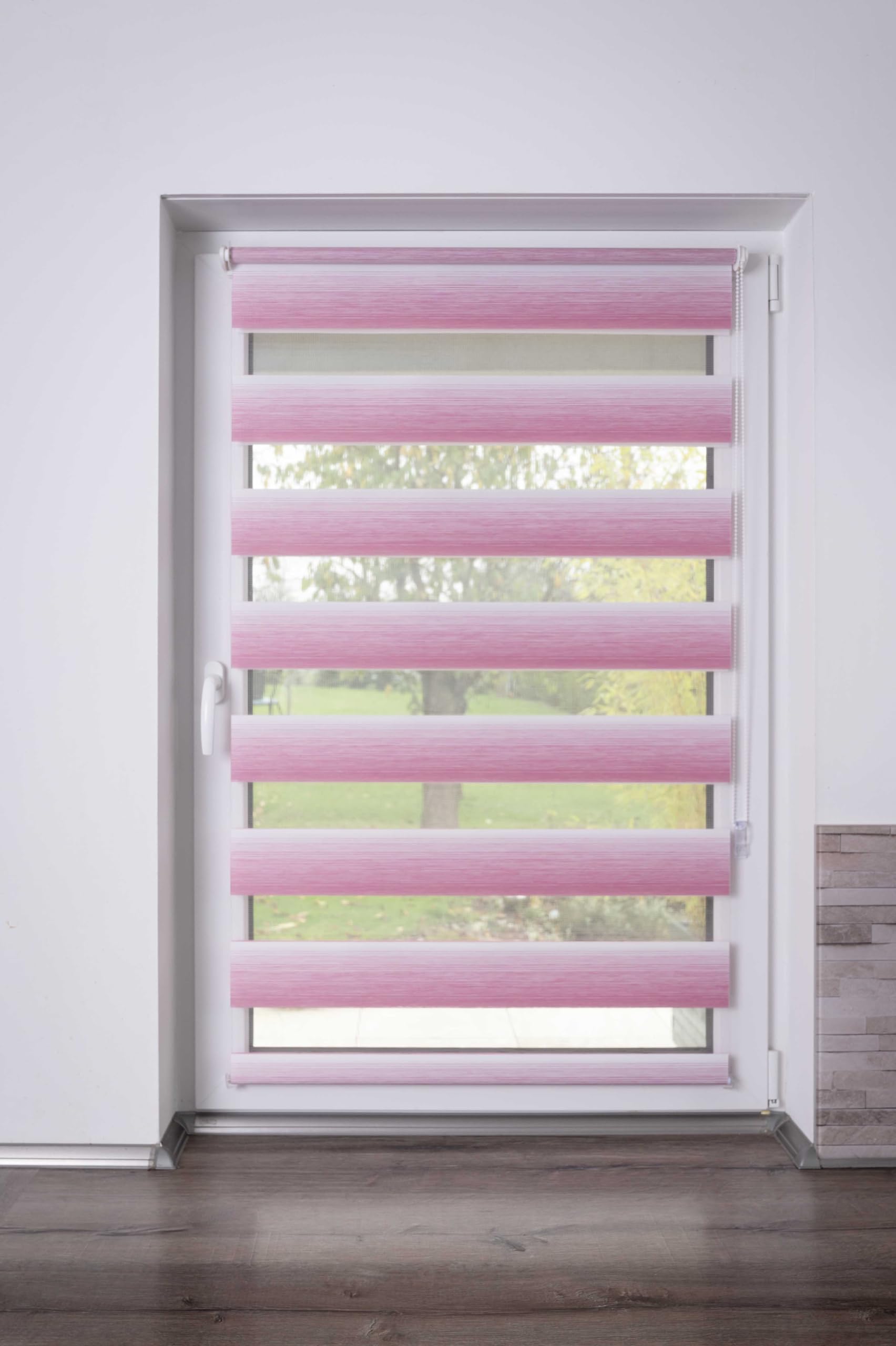 Khome K-Home® Klemmfix Doppelrollo Madrid ohne Bohren Farbverlauf Pink B130 x H150 cm – Bild 4