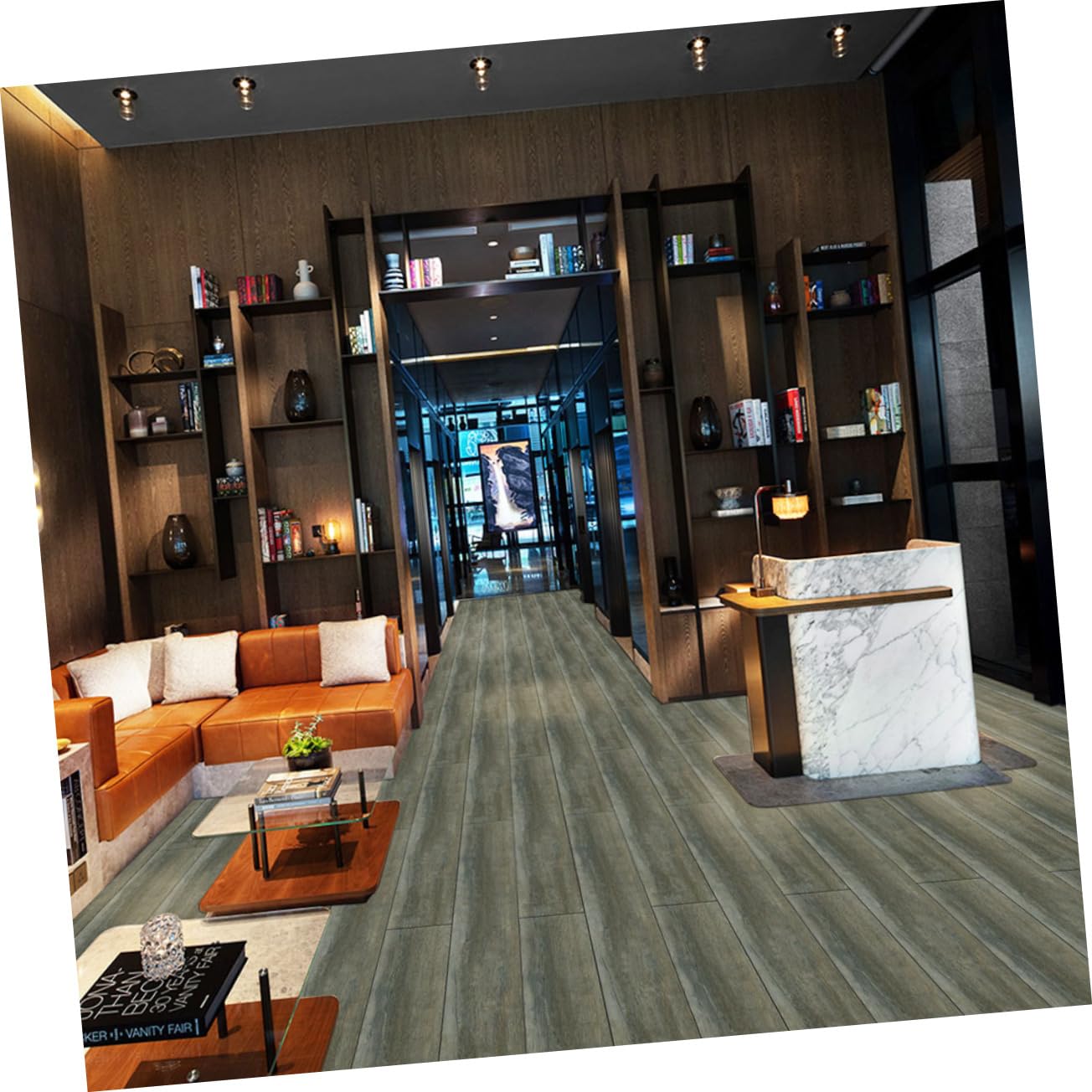 5pcs Peel and Stick Floor Tile Stickers Wood Grain Planks Easy to Install Self-Adhesive Decor for Bedroom Kitchen Bathroom and Office Removable PVC Material Each