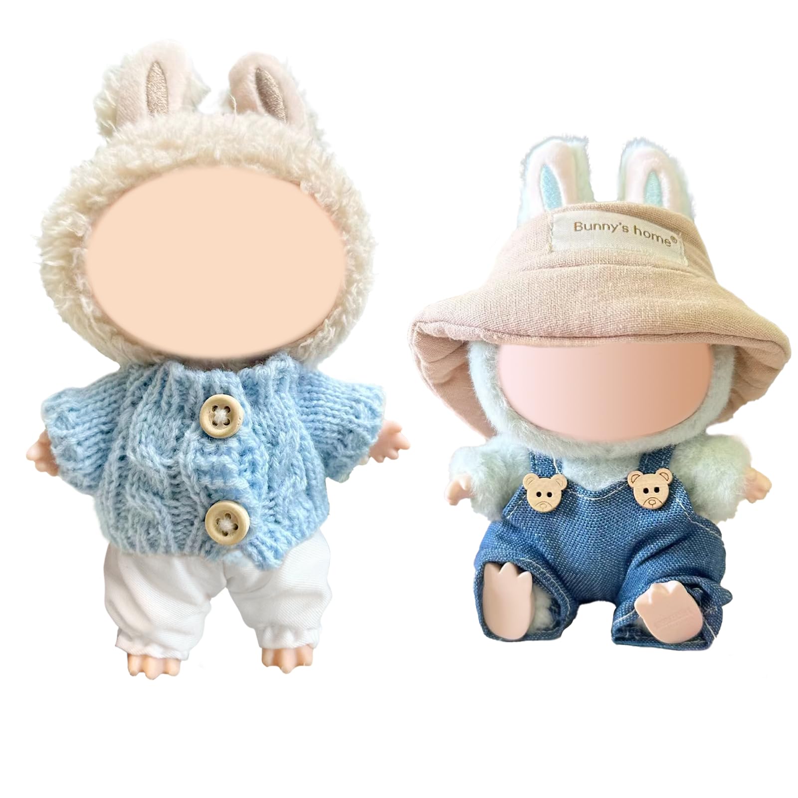 17cm Clothes for Doll, Cute Plush Clothes with Sweater Pants Hats Bib Pants, Doll Clothes for 17cm Doll, Boy and Girl for Best Gifts(not including doll)
