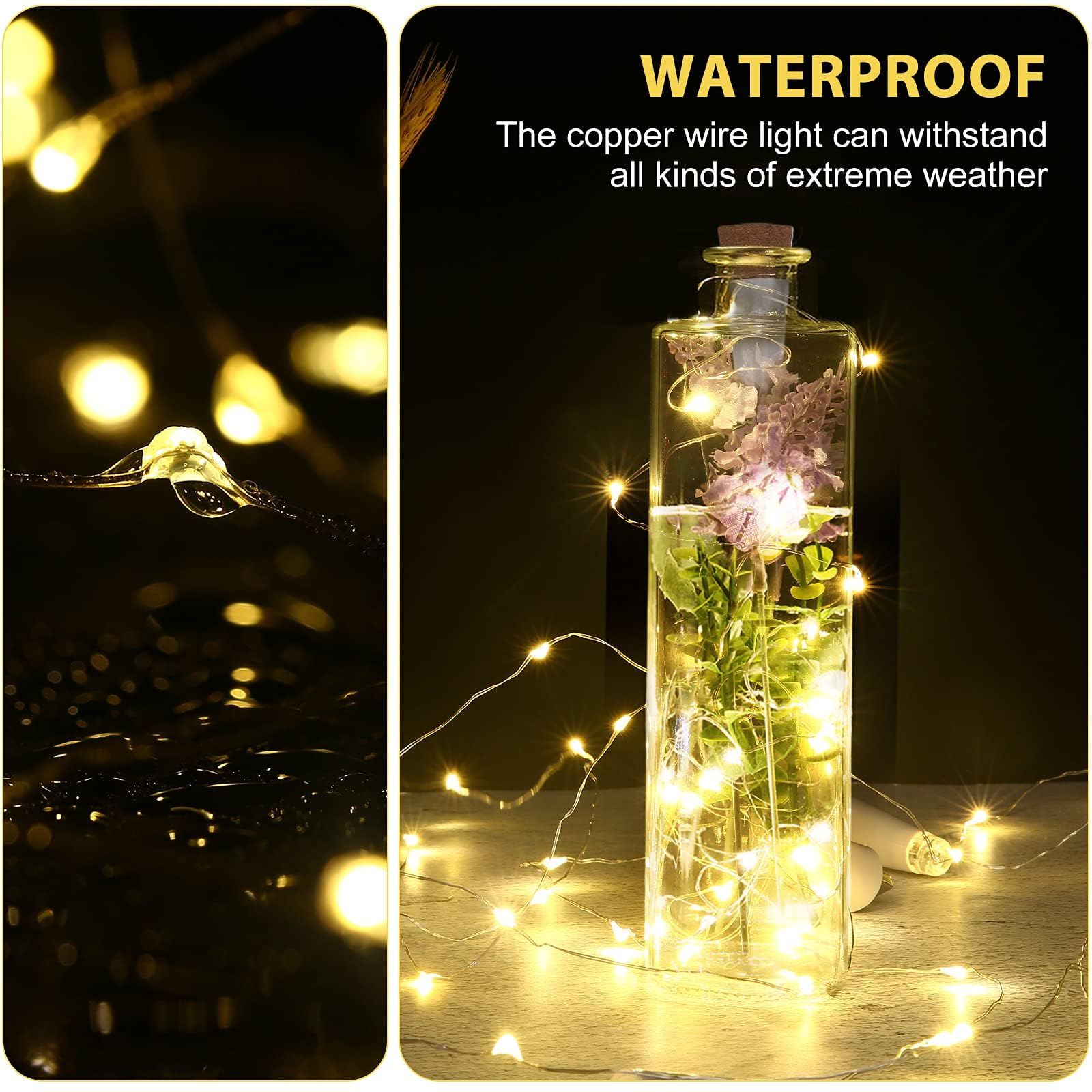 KOBWA USB Rechargeable Cork Fairy Lights - 20 LED Copper Wire, For Bottles, Wedding & Party Decor - View #10
