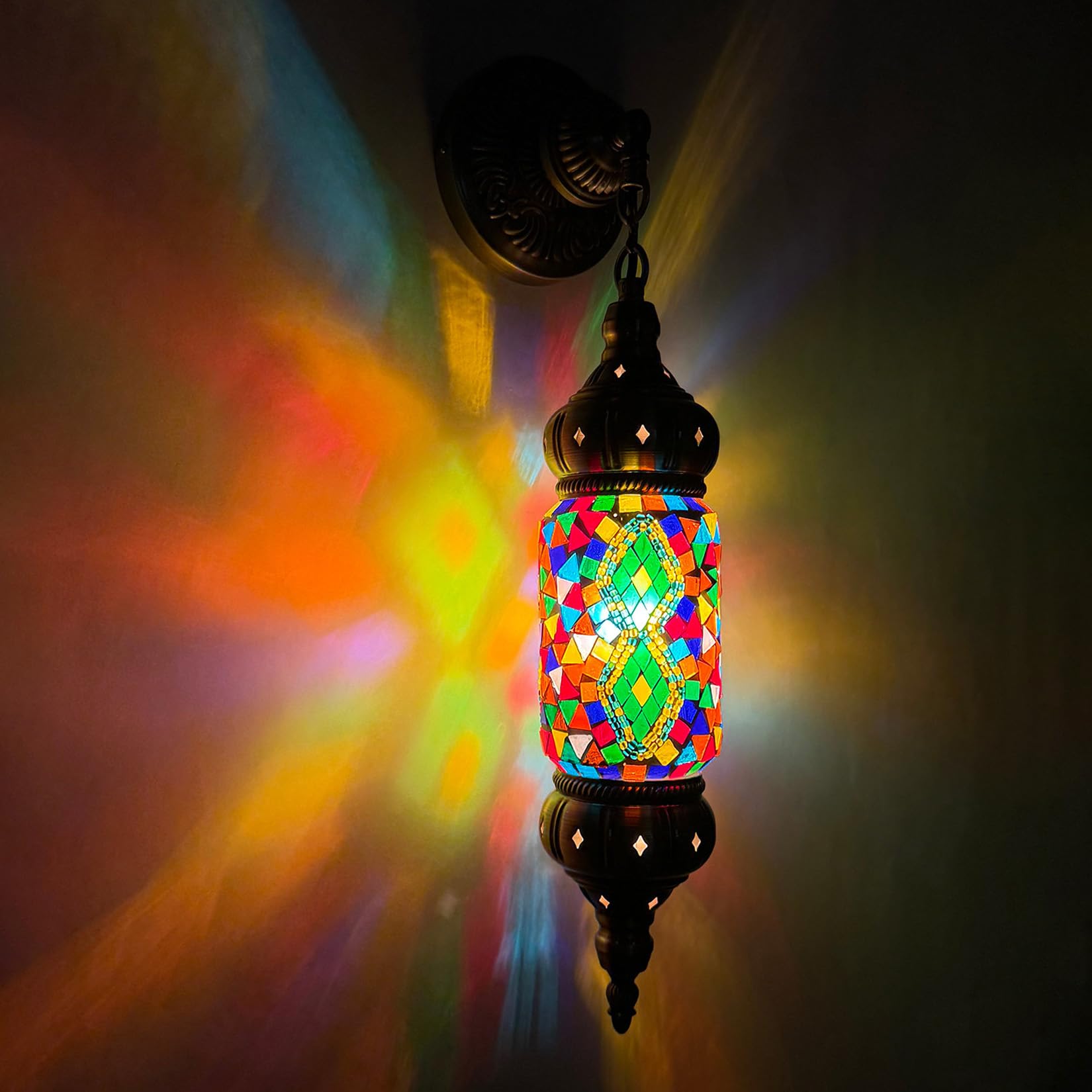 Yjmgrowing Green Turkish Mosaic Wall Sconce, 1-Light Moroccan Wall Lamp