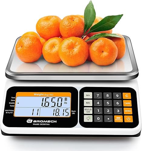 Báscula de cocina comercial de 66.1 lbs Báscula digital de doble pantalla, precisión de 0.18 oz Batería recargable de plomo ácido, sartén