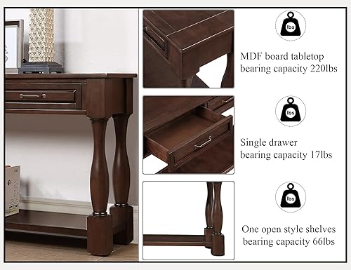 Miniatura 45 de L"KeKe Mesa consola de granja de 36 pulgadas con 4 cajones y 1 estante de almacenamiento, madera de pino adecuada para entrada, entrada, sala de