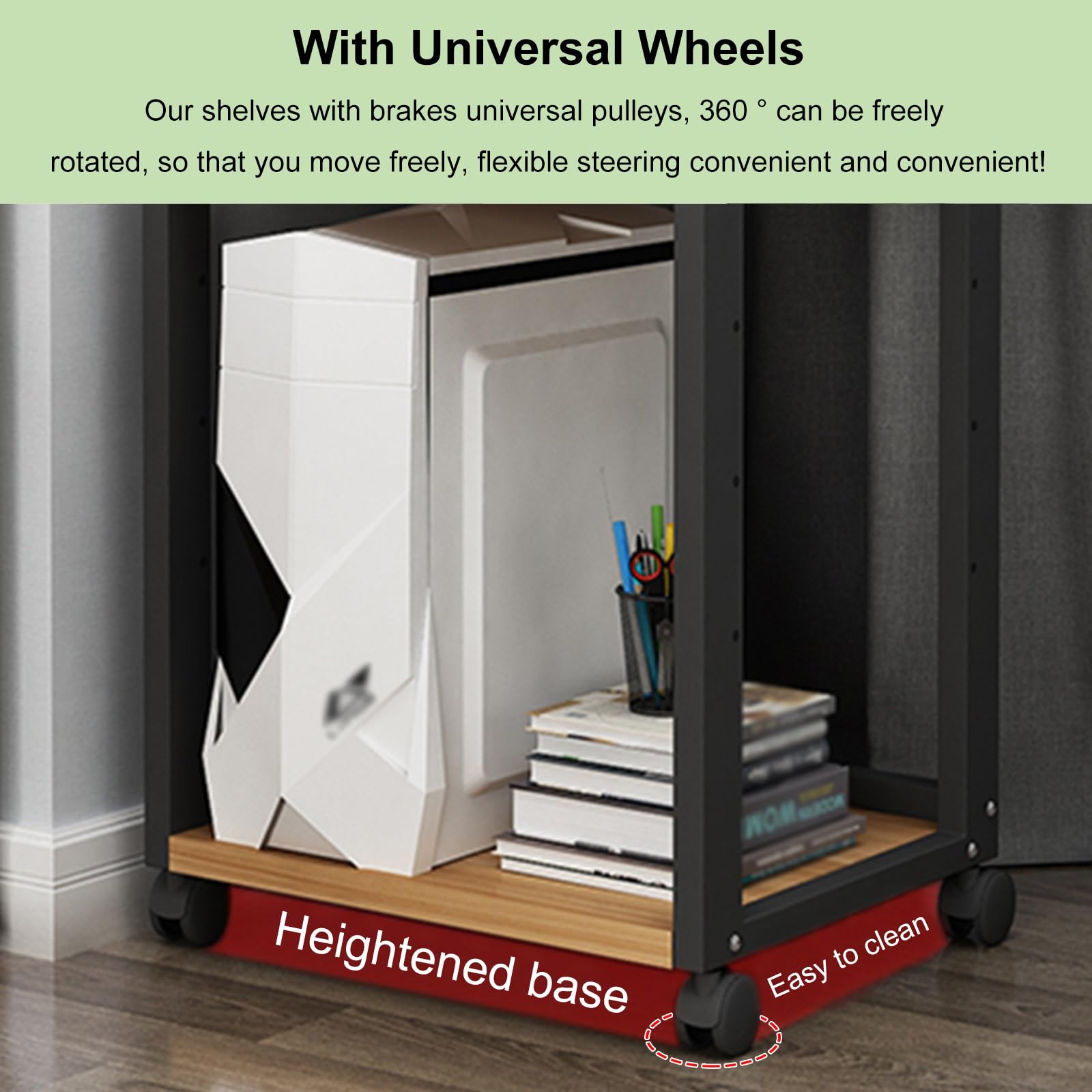 Mueble Equipo Hifi Estante para equipos de audio con ruedas, estante para medios de almacenamiento de DVD de 3 y 4 niveles de alta resistencia/bastidores y soportes de alta fidelidad para(C,3 Tiers)