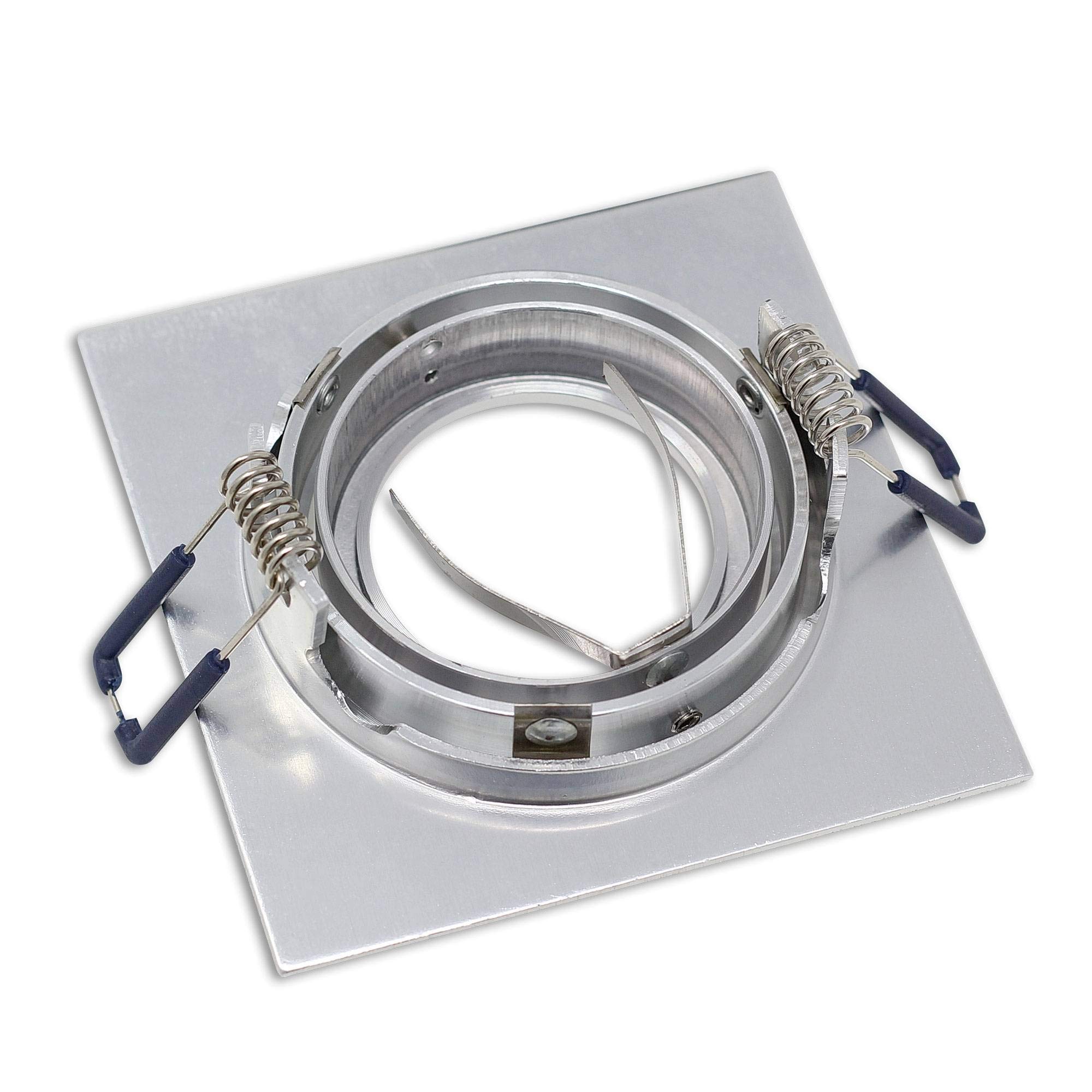 6x LED Einbaustrahler Set Edelstahl gebürstet eckig 5 Watt neutralweiß 12V MR16 - Einbauleuchte schwenkbar aus Aluminium - 75-85mm Bohrloch 92x92mm Einbau-Spot Decken-Strahler
