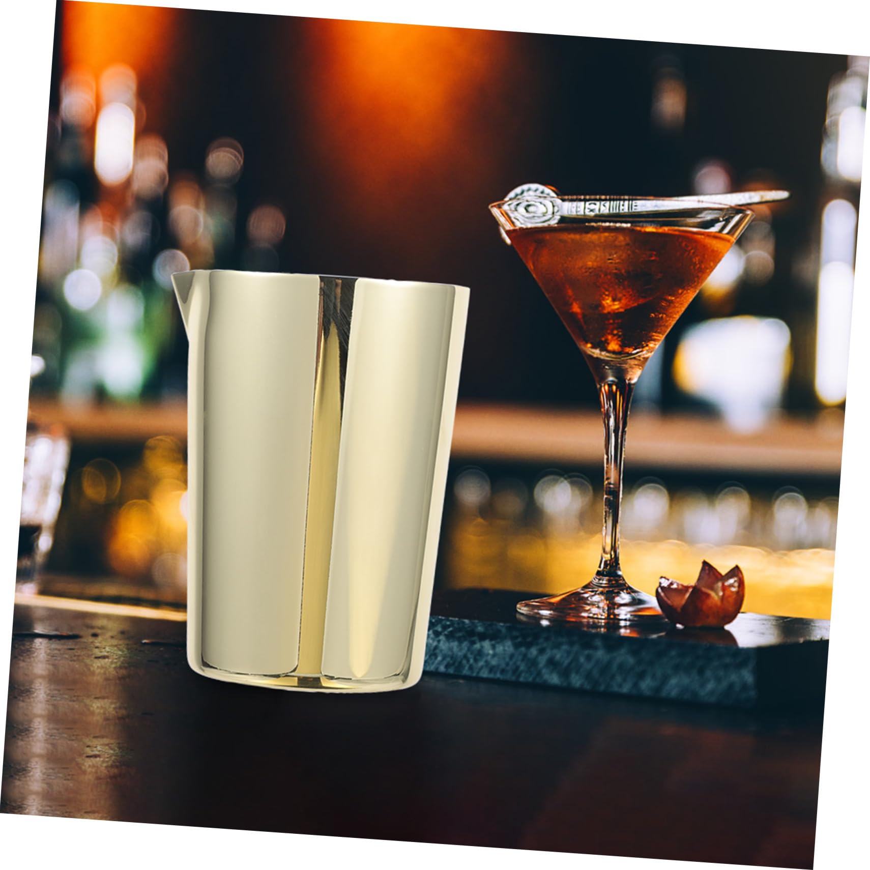 Gatuida Vaso Mezclador de Cóctel Portátil y Profesional de Acero Inoxidable Dorado para preparar Bebidas en Casa o Bar