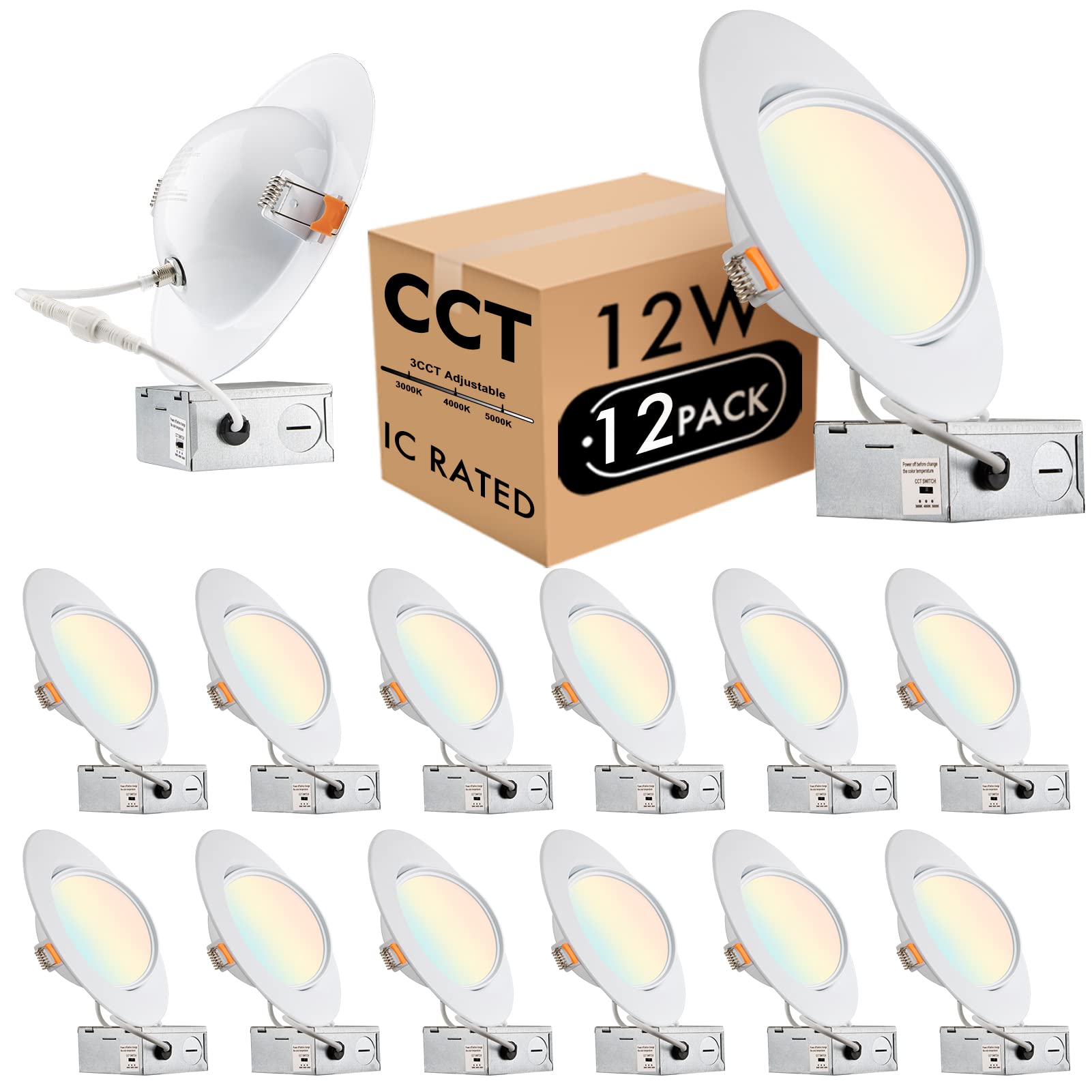 Buy bulbeats 12Pack 6 Inch Gimbal LED Recessed Lighting, Adjustable