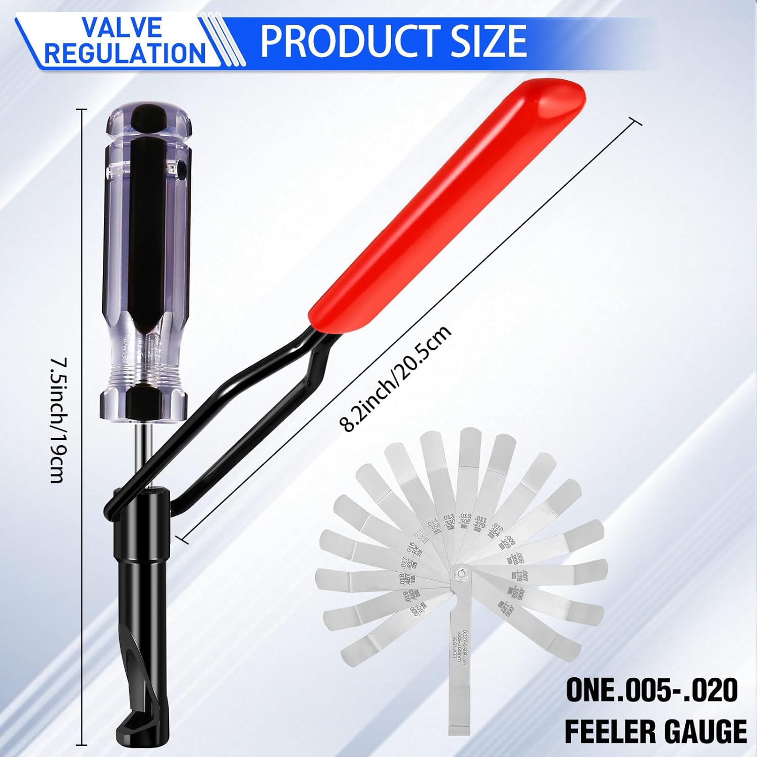 10mm Valve Adjustment Tool with Feeler Gauge - Jam Nut Valve Lash Adjusting Tool Compatible with Honda, Toyota, Nissan & Japanese Engines (Slotted Studs)