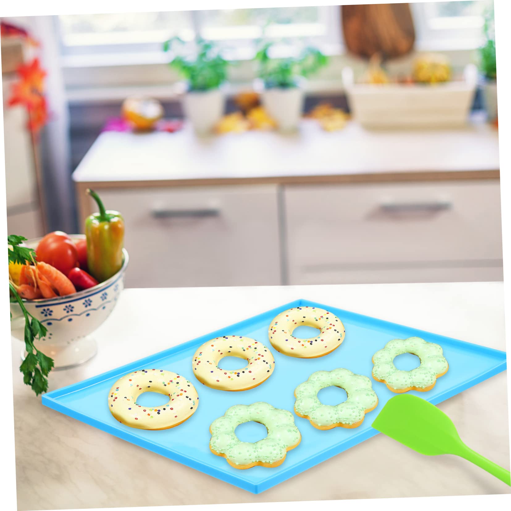 Wiederverwendbare Silikon Backmatte mit Rand Antihaftbeschichtet Hitzebeständig von 50 °c bis 250 °c mit Spatel für Backofen