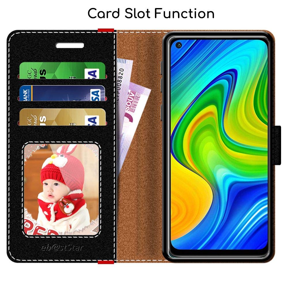 Tenphone Cover Portafoglio Per Xiaomi Redmi Note 9 / Redmi 10X 4G - Custodia A Libro In Pelle PU Con Chiusura Magnetica, Slot Per Carte E Supporto Video - Blu - 3