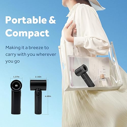Miniatura 7 de Ventilador de mano portátil de 17400 RPM de alta velocidad Turbo Mini ventilador 15 horas de tiempo de enfriamiento máximo, 4500 mAh, viento de 5
