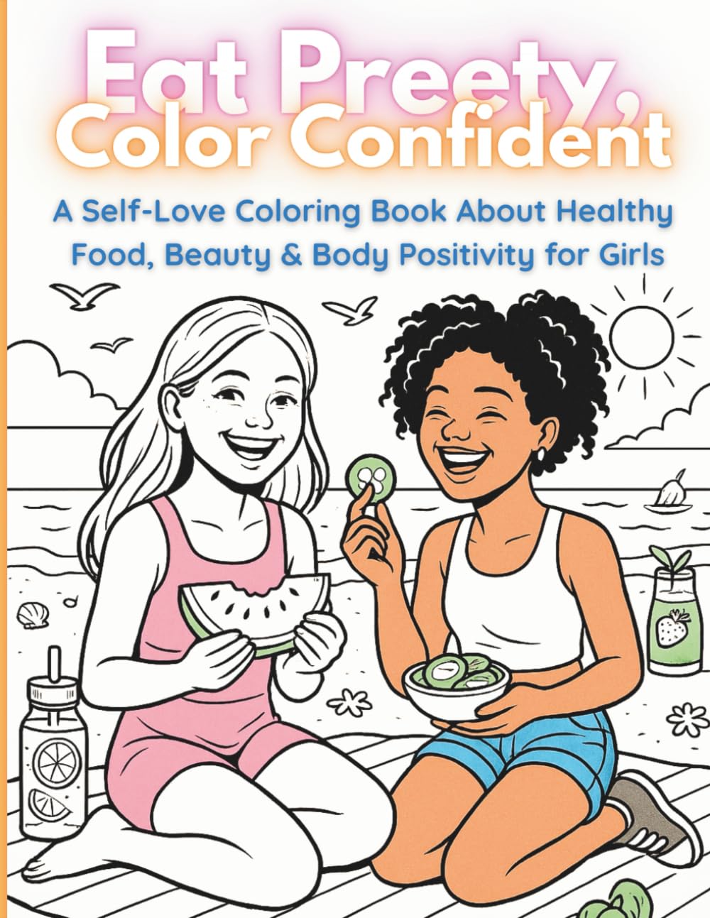 Eat Pretty, Color Confident: A Self-Love Colouring Book About Healthy Food, Beauty & Body Positivity for Tween Girls (Ages 9–13): Fun Food Facts, ... Tips & Mindful Coloring for Modern Girls