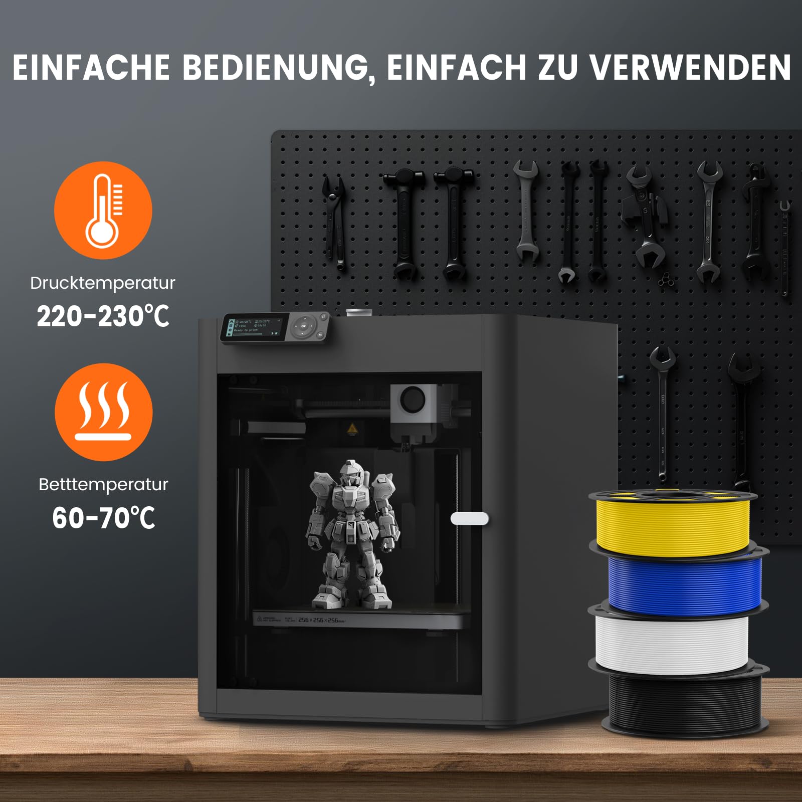 TECBEARS PETG Filament 1.75 mm Schwarz, Stärker Zähigkeit PETG 3D Drucker Filament, 1kg Spule, Maßgenauigkeit +/- 0,02 mm, Kompatibel mit FDM Drucker
