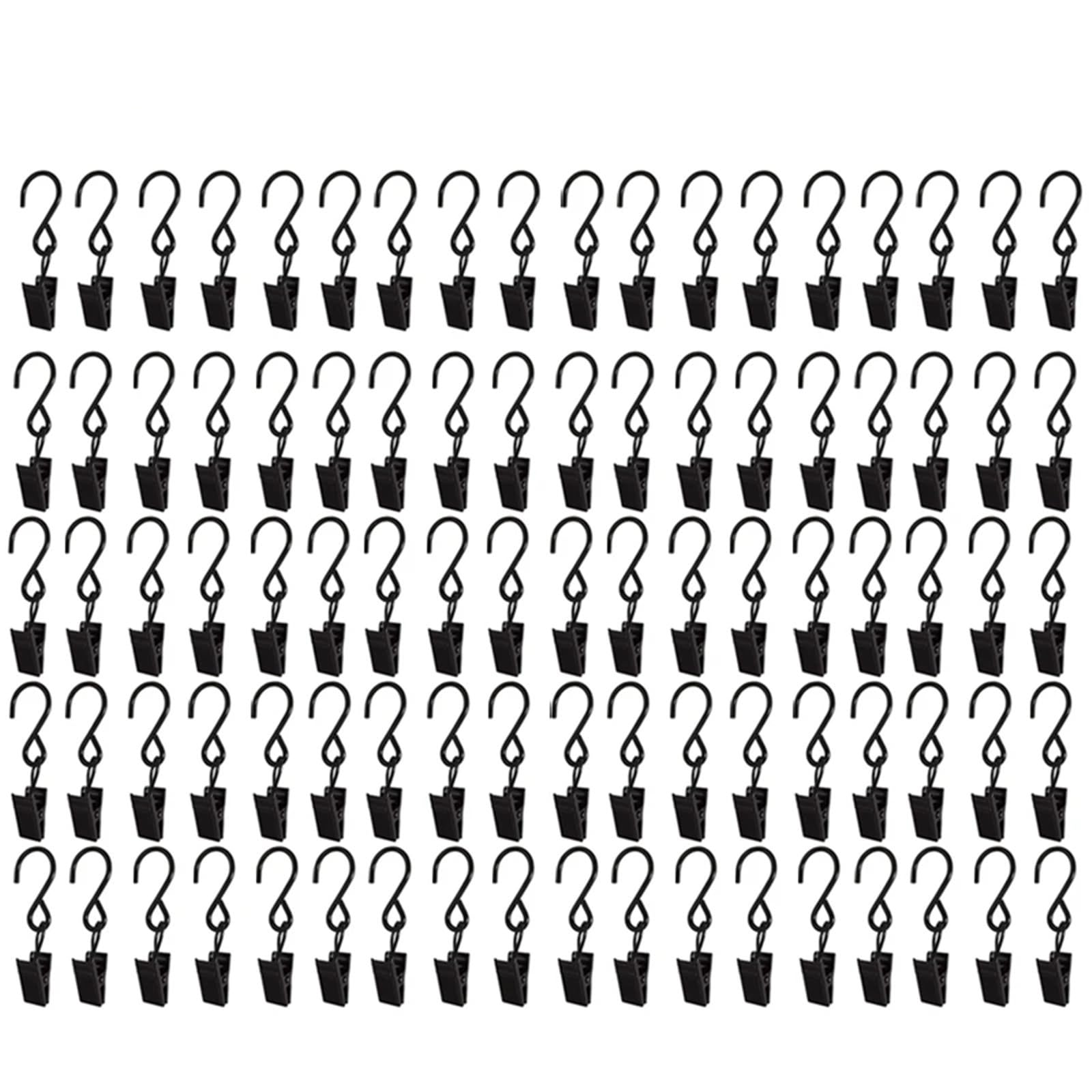 100PCS Stainless Steel Black S Clips Curtain Photos Decor Metal Wire Holder Hanging Drapes Clip Clamp Replacement