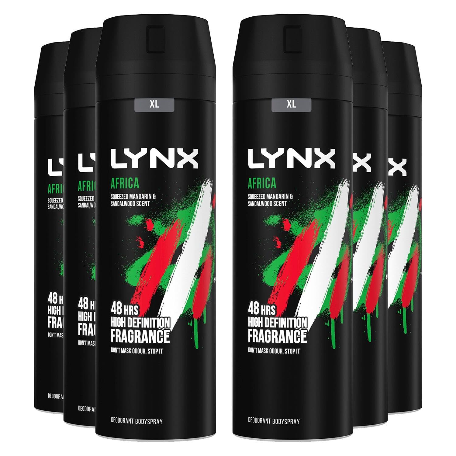 Africa Men's Fragrance, Aluminium Free Masculine Body Spray Deodorant, Fresh And Long Lasting Odour Protection, 6 Pack of 200ml