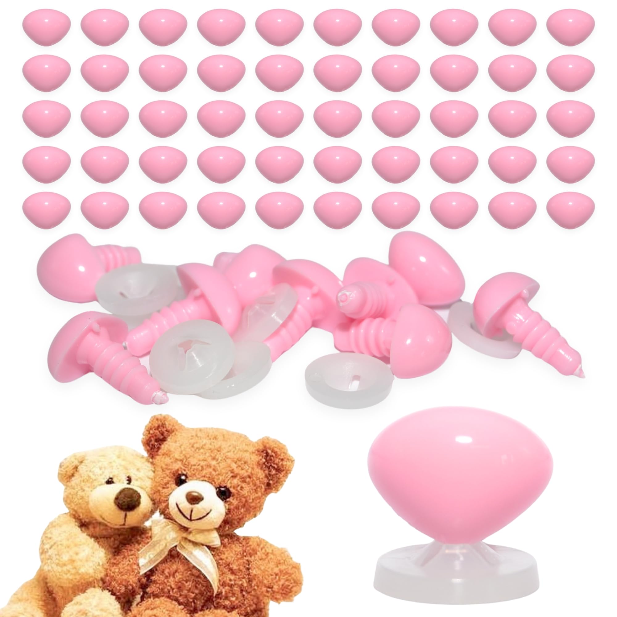 celloexpress 10mm x 8mm Baby Pink Triangle Noses Plastic Backs (Pack 100) — image 1
