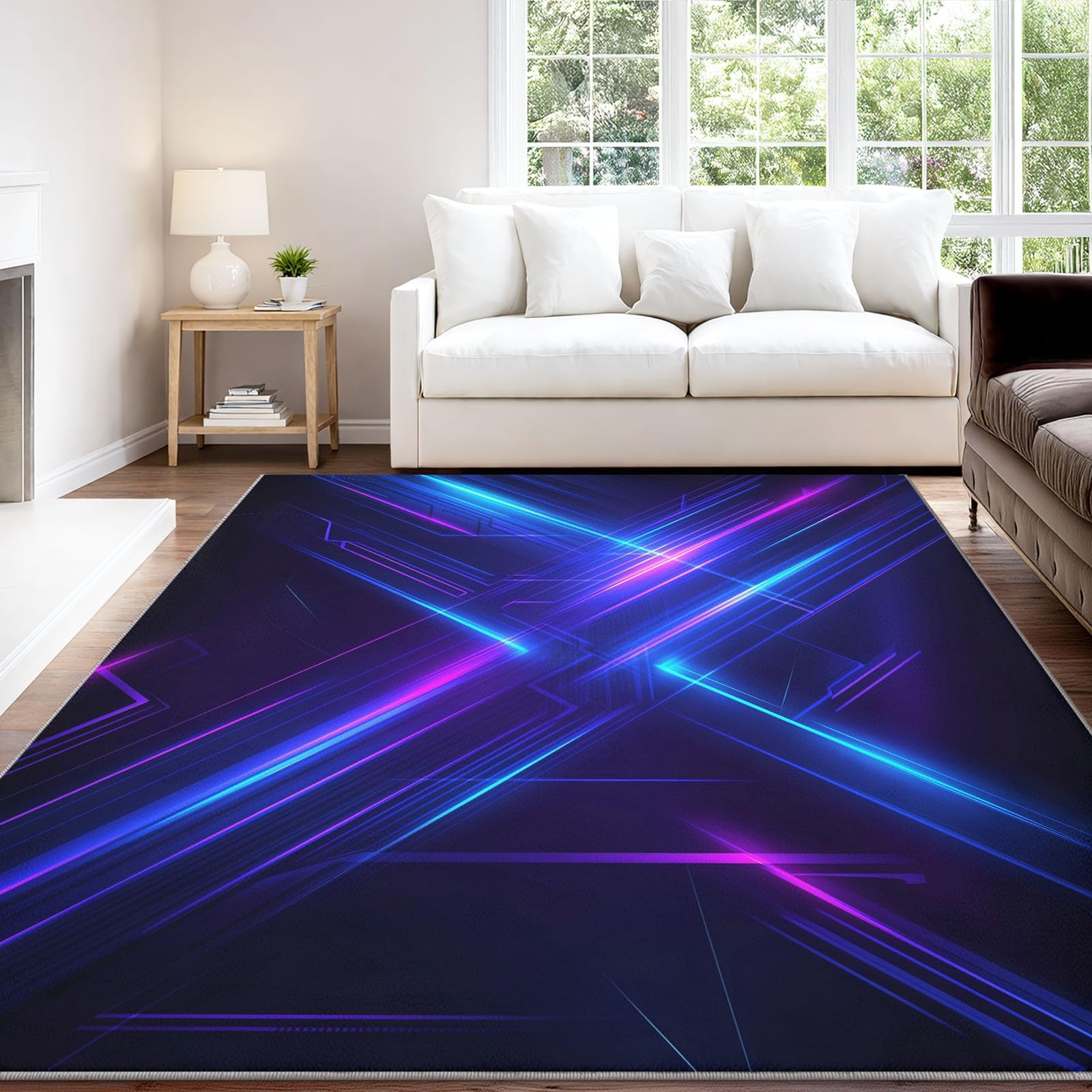 Douce Futuriste Néon Motif Décoration Tapis Salon Chambre 140 x 200 cm