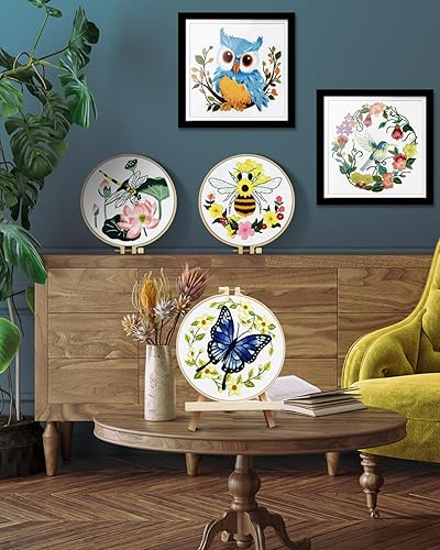 Miniatura 5 de TINDTOP Kit de bordado para principiantes adultos, kit de bordado de búho para principiantes, incluye aros de tela bordada, hilos para amantes de