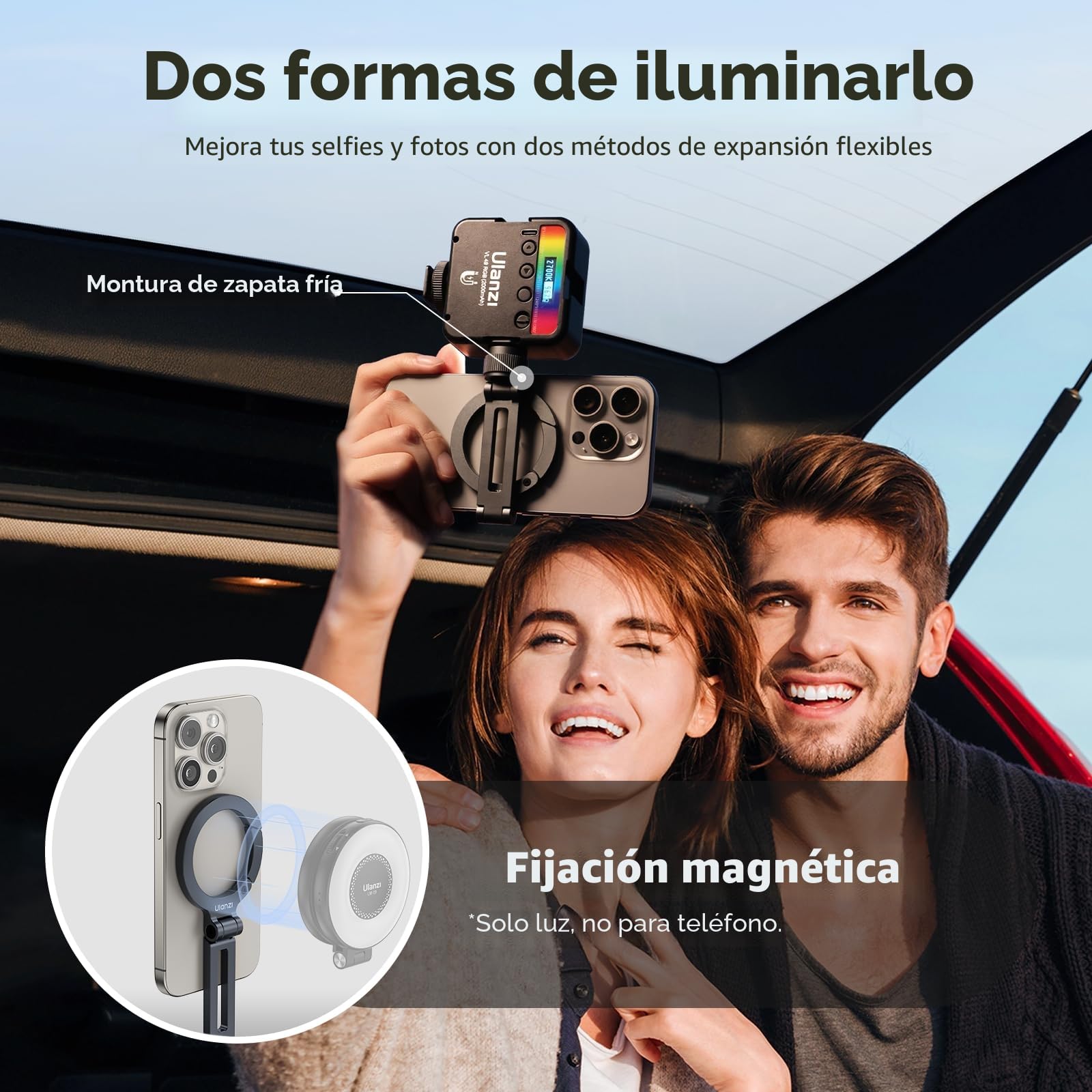 ULANZI MA07 Soporte Magnético para Trípode de Teléfono MagLock con Zapata de 1/4", Adaptador de Aluminio con Ángulo Ajustable Magsafe para iPhone/Android/Cámara/Luz/Trípode
